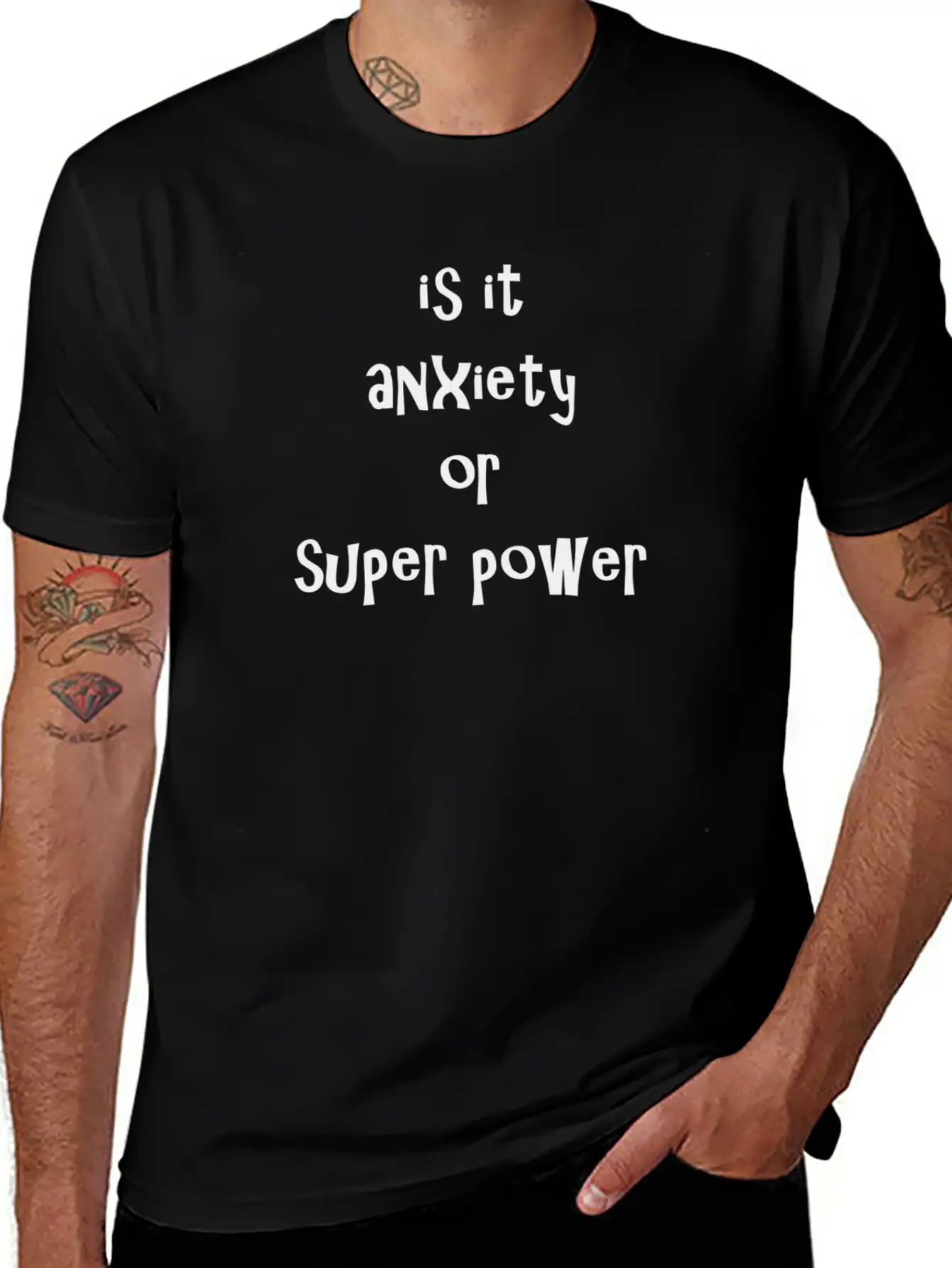 Anxiety Or SUPER POWER Timeless Short Sleeve Tee – Comfy And Minimalist Design