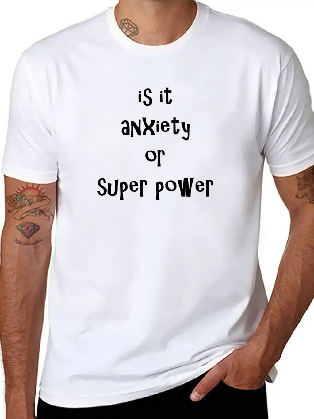 Anxiety Or SUPER POWER Timeless Short Sleeve Tee – Comfy And Minimalist Design