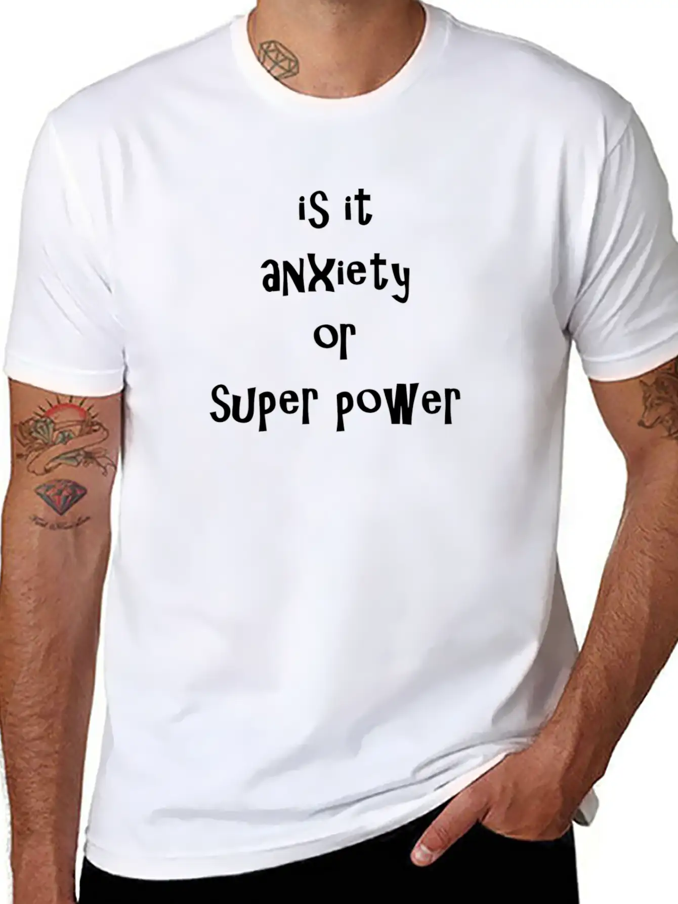 Anxiety Or SUPER POWER Timeless Short Sleeve Tee – Comfy And Minimalist Design