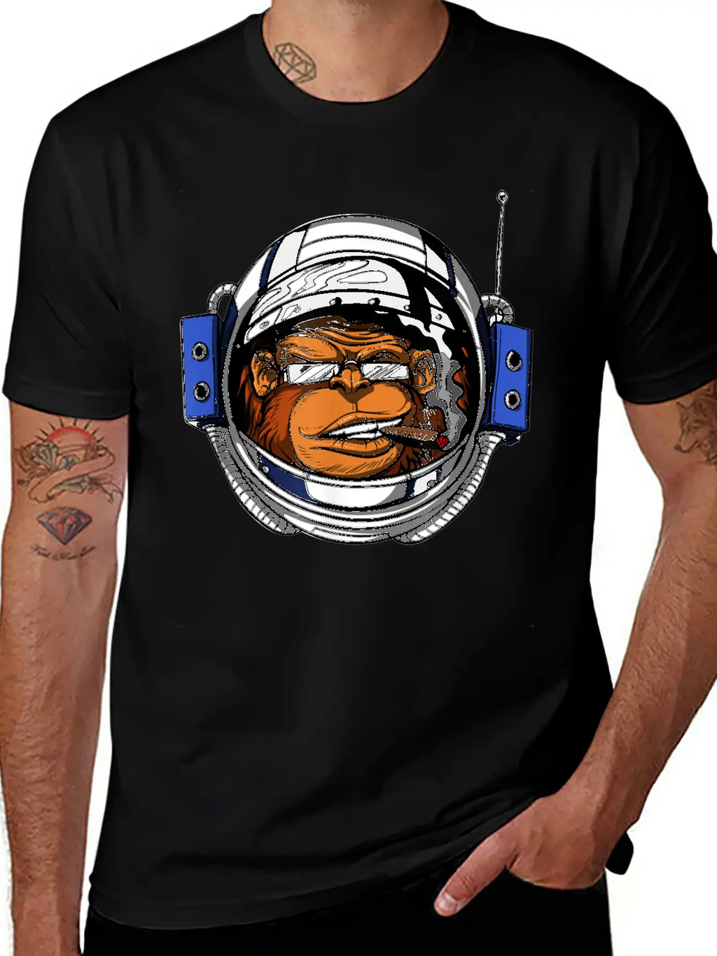 Ape Chimp Monkey Astronaut Space Cosmic Galaxy Basic Graphic T-Shirt – Daily Comfort In Soft Cotton
