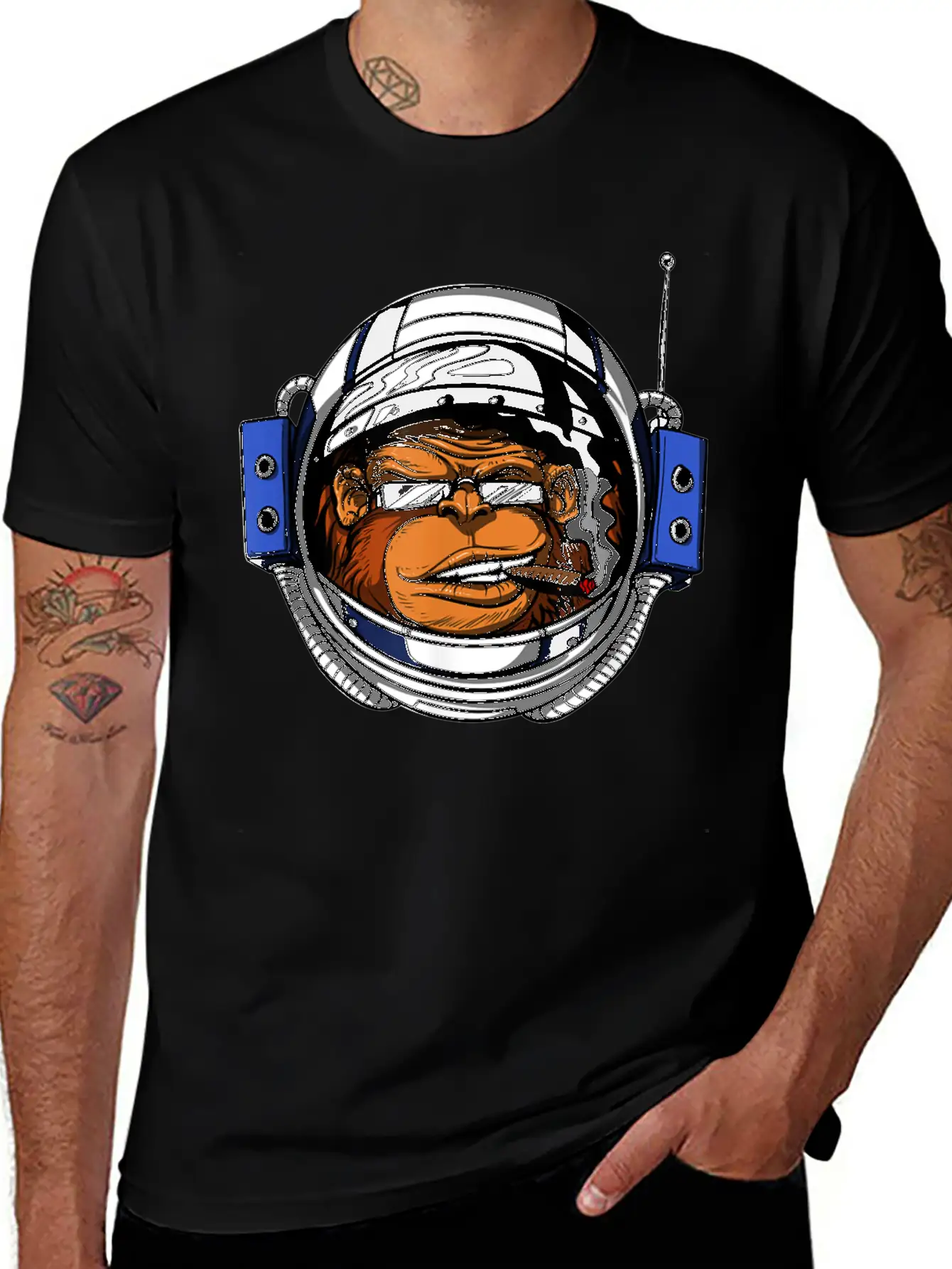 Ape Chimp Monkey Astronaut Space Cosmic Galaxy Basic Graphic T-Shirt – Daily Comfort In Soft Cotton