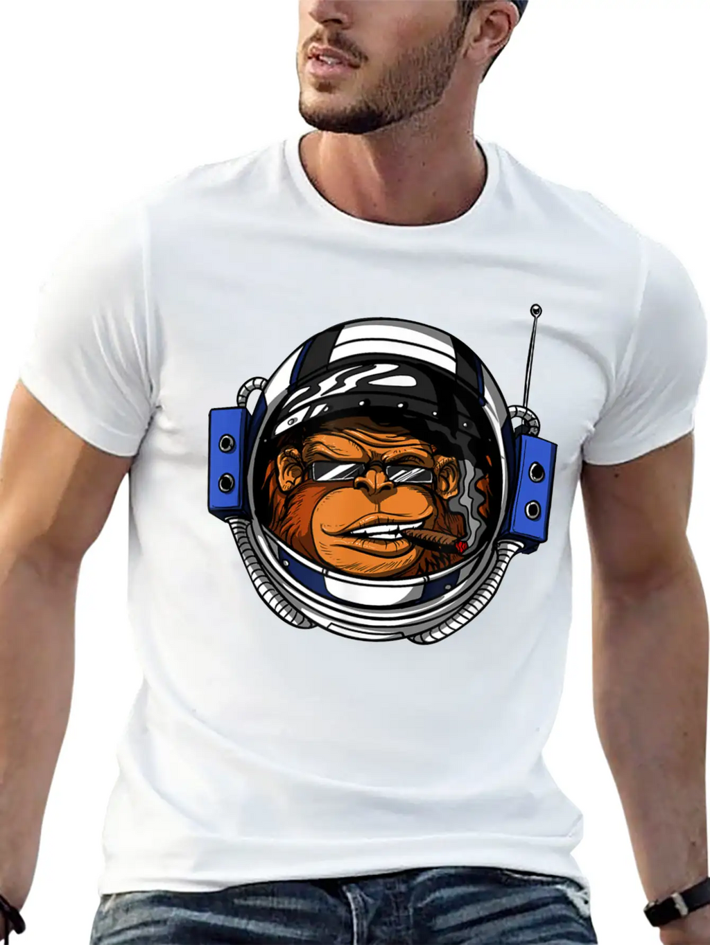 Ape Chimp Monkey Astronaut Space Cosmic Galaxy Basic Graphic T-Shirt – Daily Comfort In Soft Cotton