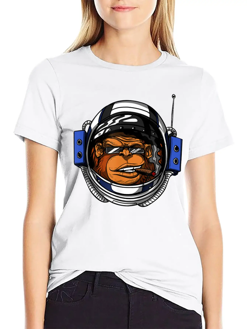 Ape Chimp Monkey Astronaut Space Cosmic Galaxy Basic Graphic T-Shirt – Daily Comfort In Soft Cotton