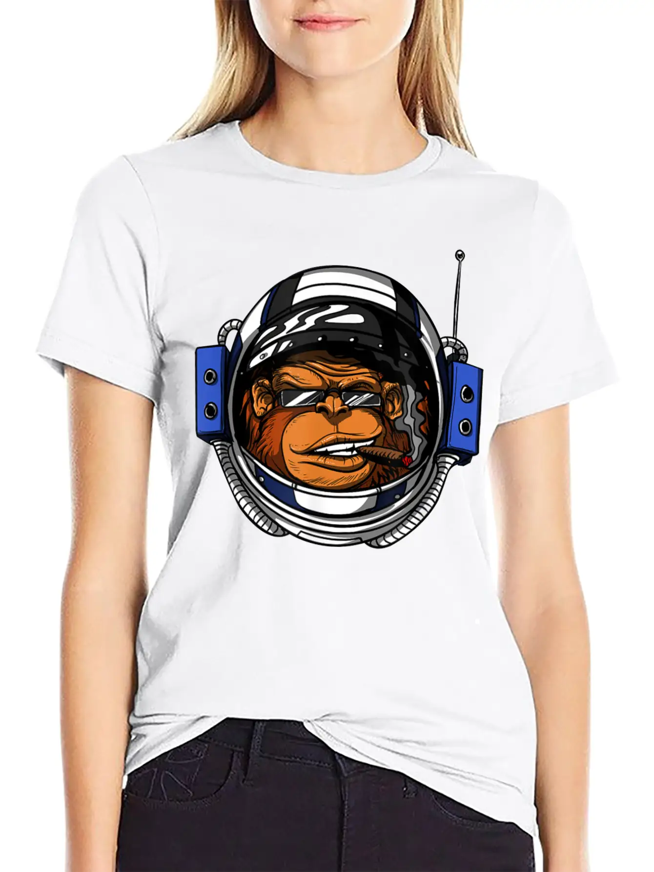 Ape Chimp Monkey Astronaut Space Cosmic Galaxy Basic Graphic T-Shirt – Daily Comfort In Soft Cotton