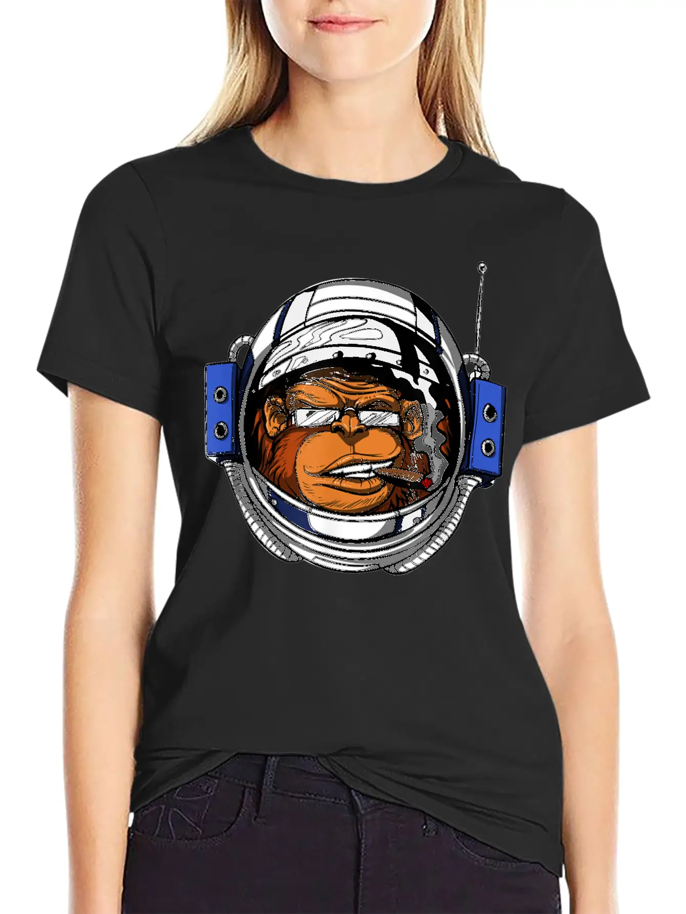 Ape Chimp Monkey Astronaut Space Cosmic Galaxy Basic Graphic T-Shirt – Daily Comfort In Soft Cotton