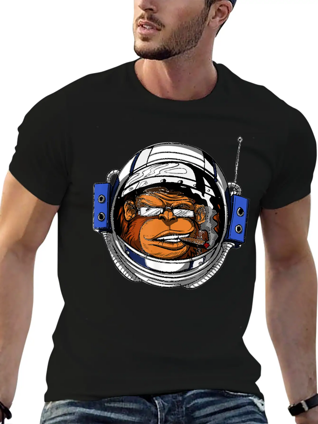 Ape Chimp Monkey Astronaut Space Cosmic Galaxy Basic Graphic T-Shirt – Daily Comfort In Soft Cotton