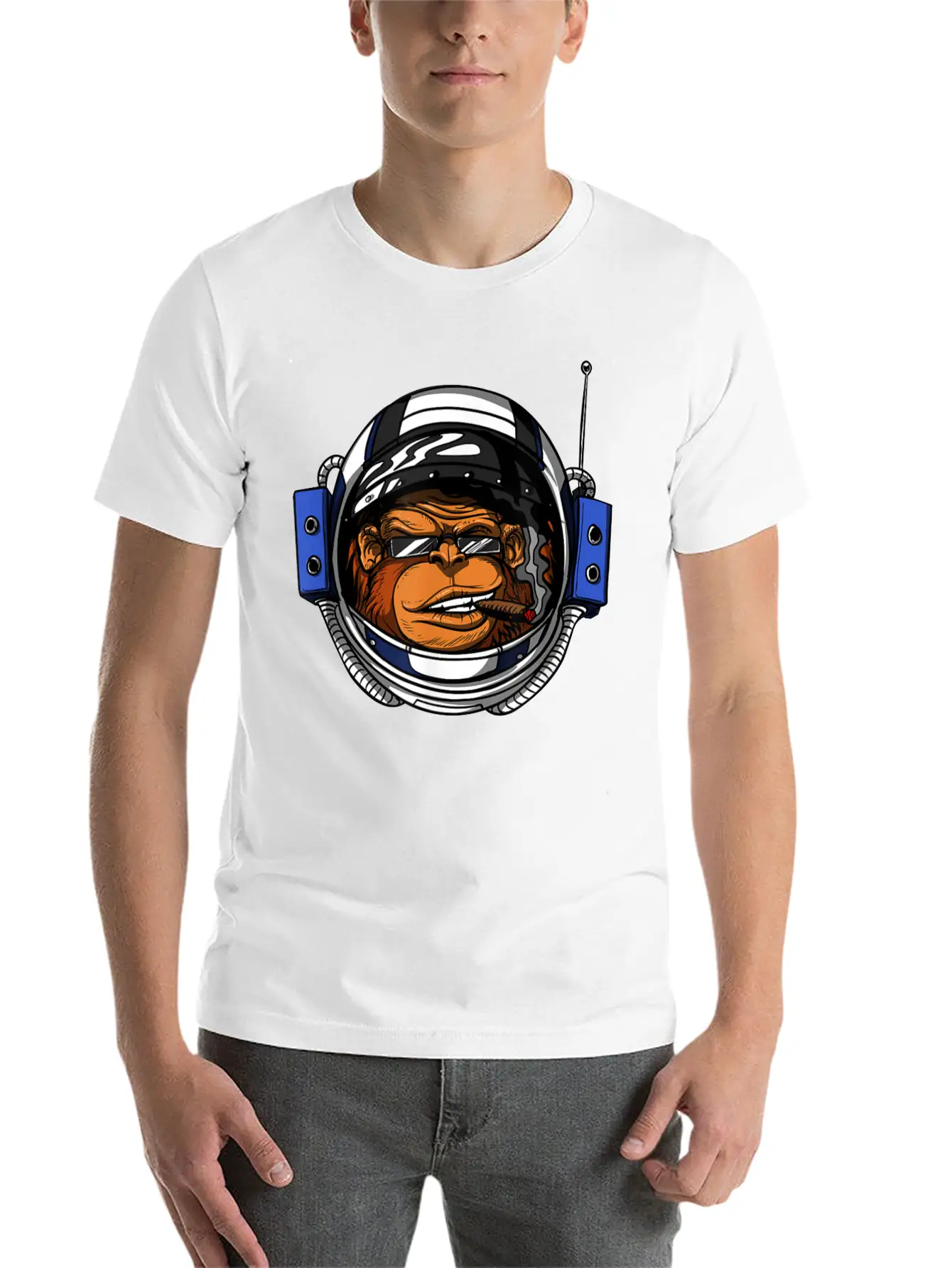 Ape Chimp Monkey Astronaut Space Cosmic Galaxy Basic Graphic T-Shirt – Daily Comfort In Soft Cotton