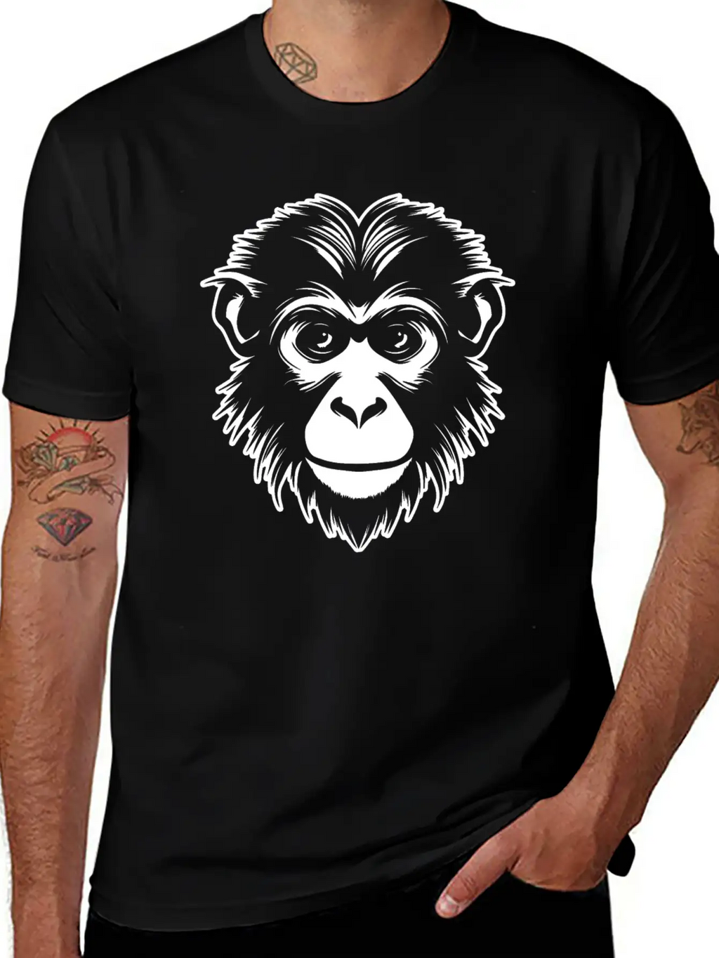 Ape Face Apes Apelike Jungle Primate Simple Everyday Graphic Tee – Lightweight Summer Wear