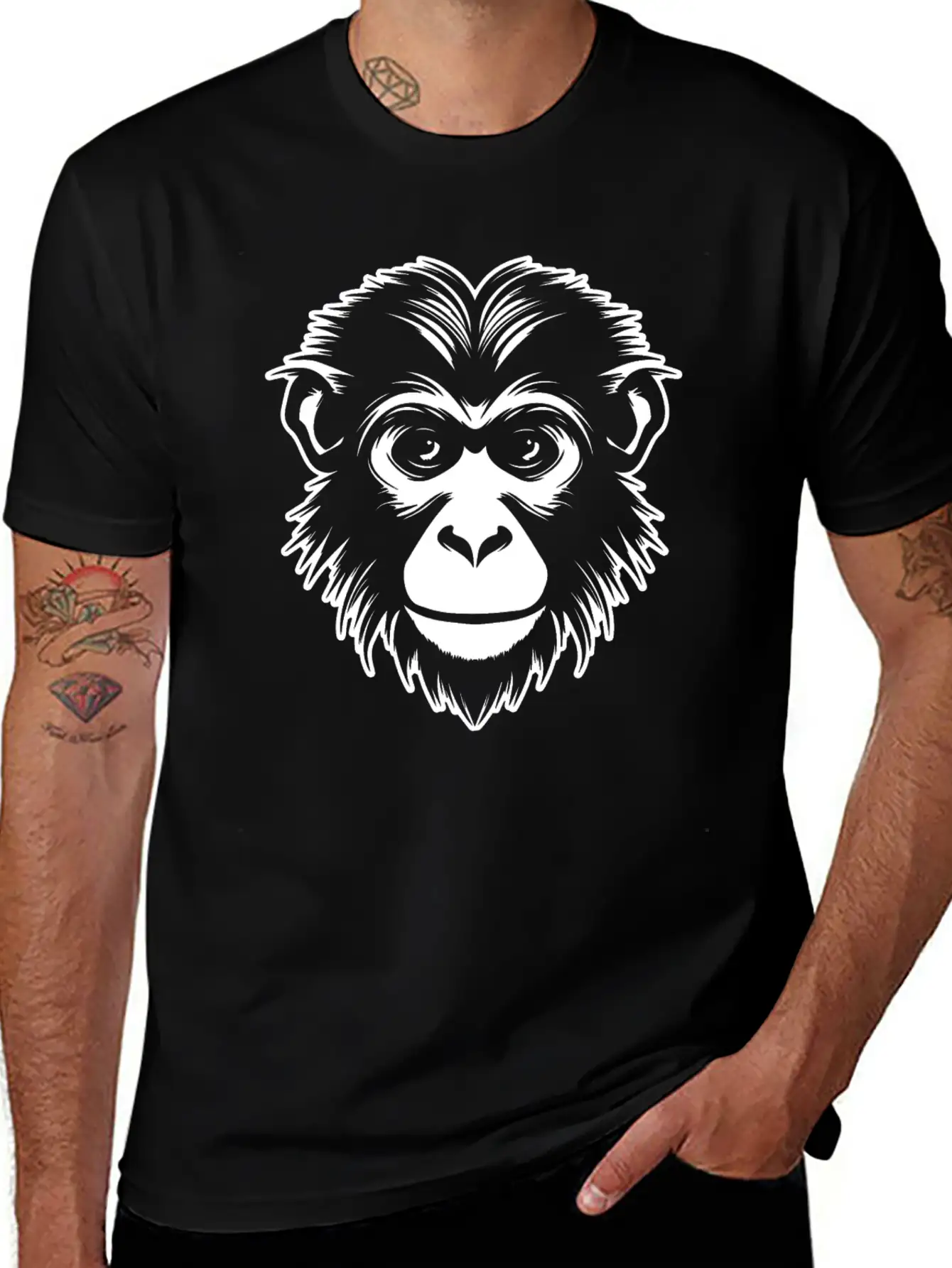 Ape Face Apes Apelike Jungle Primate Simple Everyday Graphic Tee – Lightweight Summer Wear