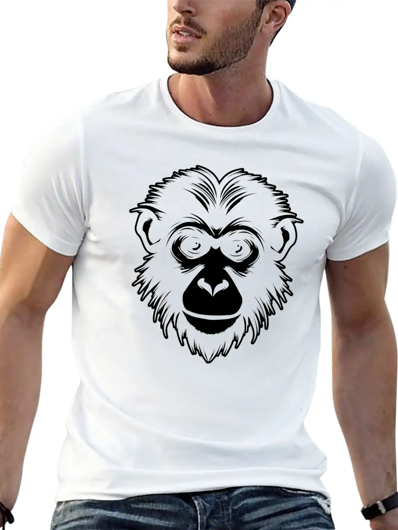 Ape Face Apes Apelike Jungle Primate Simple Everyday Graphic Tee – Lightweight Summer Wear