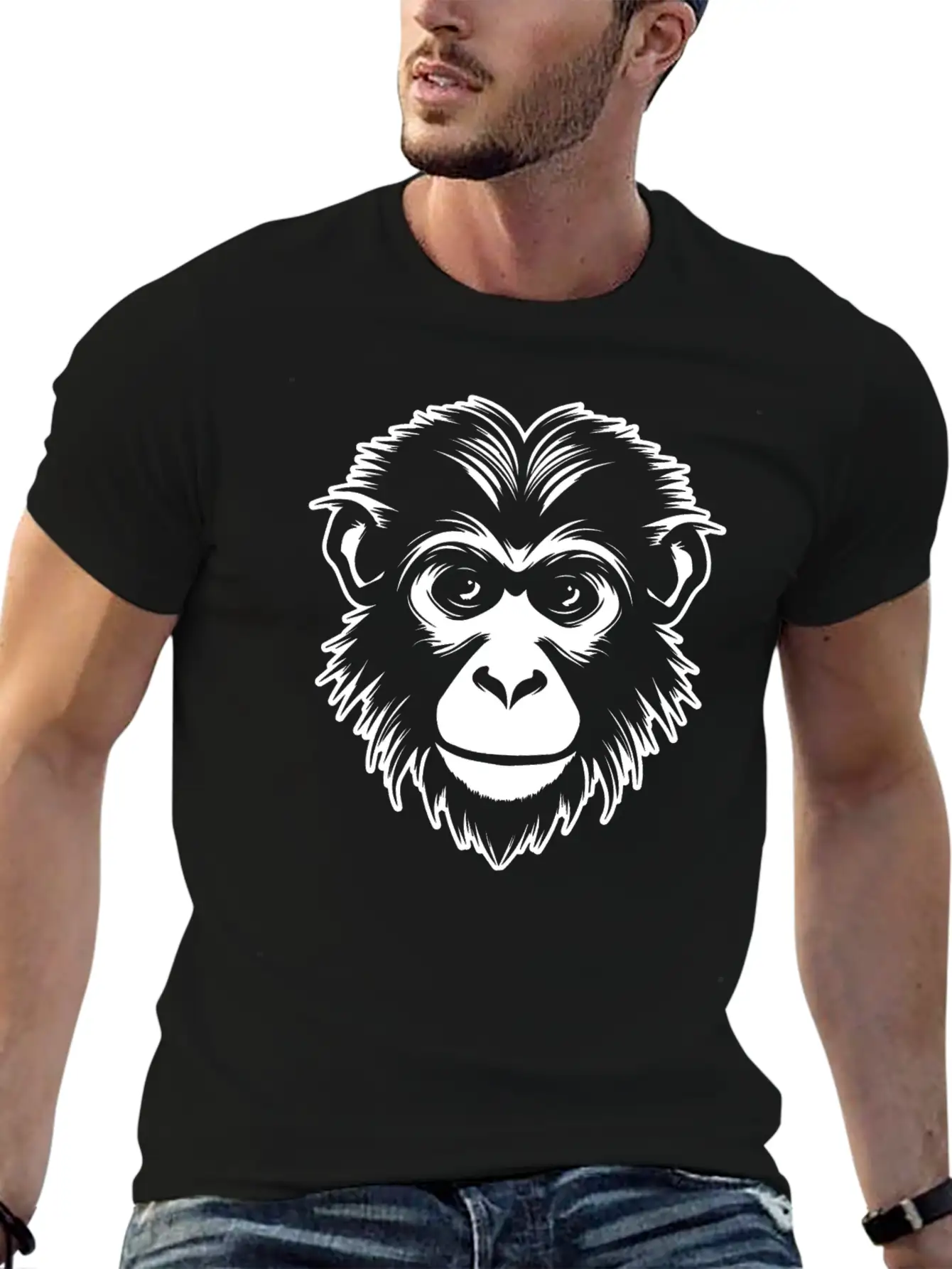Ape Face Apes Apelike Jungle Primate Simple Everyday Graphic Tee – Lightweight Summer Wear