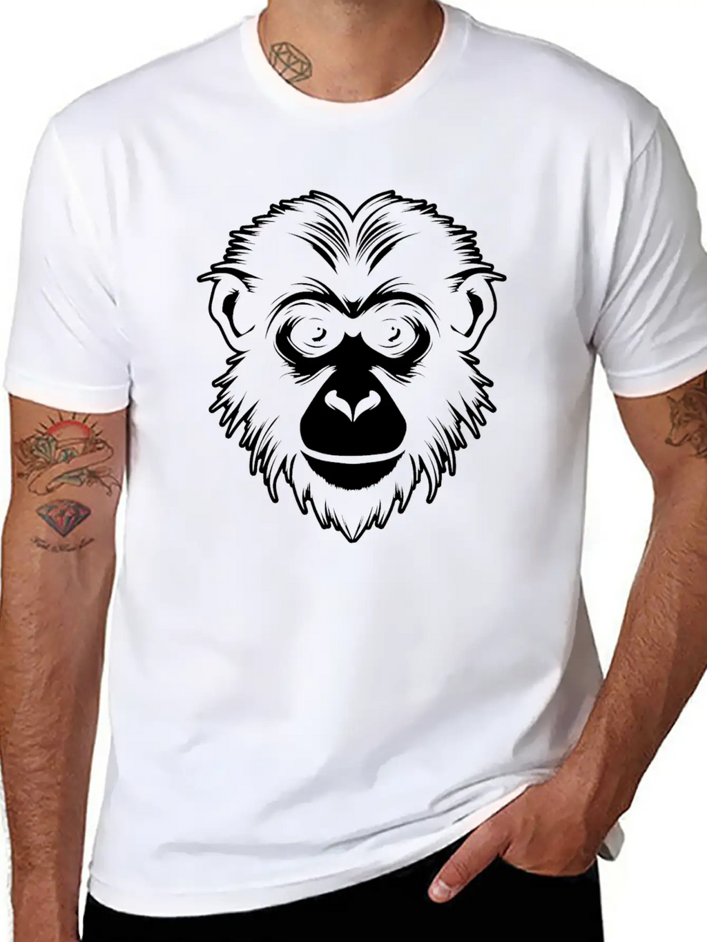 Ape Face Apes Apelike Jungle Primate Simple Everyday Graphic Tee – Lightweight Summer Wear