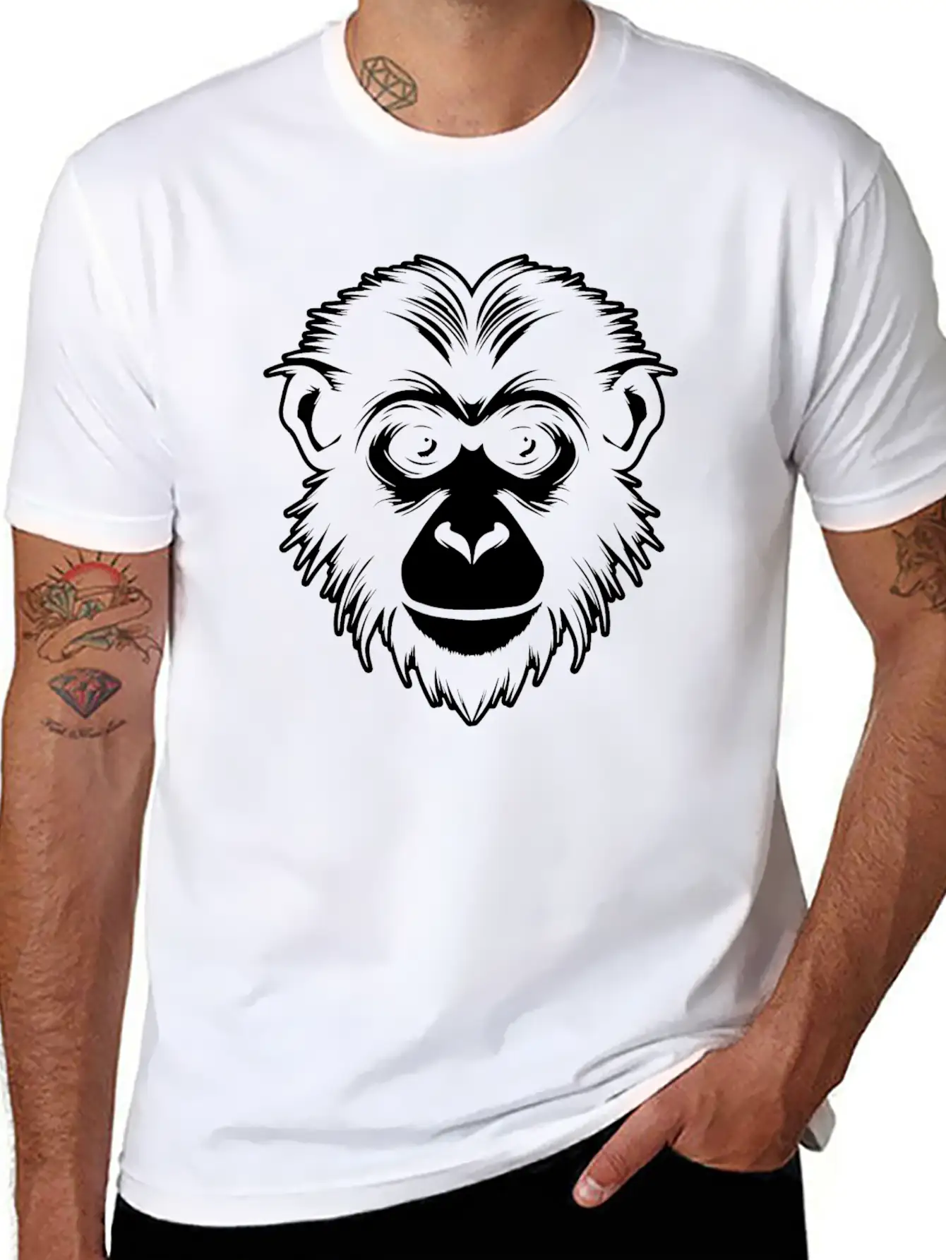 Ape Face Apes Apelike Jungle Primate Simple Everyday Graphic Tee – Lightweight Summer Wear