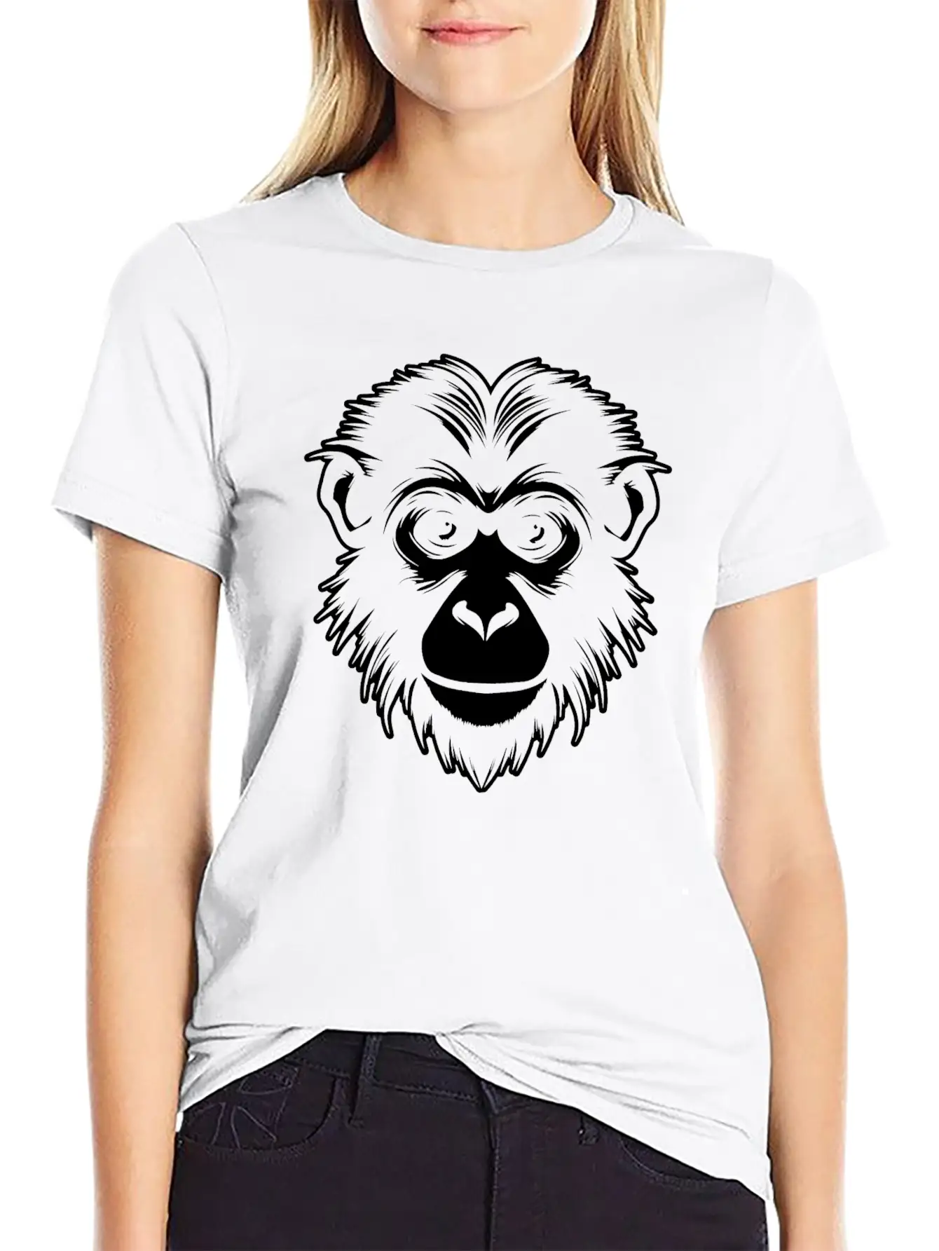 Ape Face Apes Apelike Jungle Primate Simple Everyday Graphic Tee – Lightweight Summer Wear