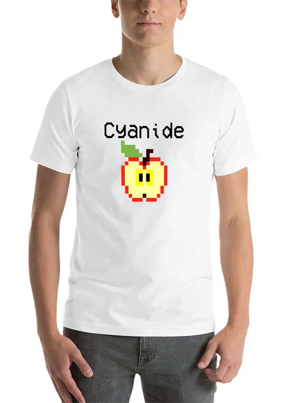 Apple Design. Sarcastic Text Classic Crew Neck Graphic Tee – Everyday Minimal Look