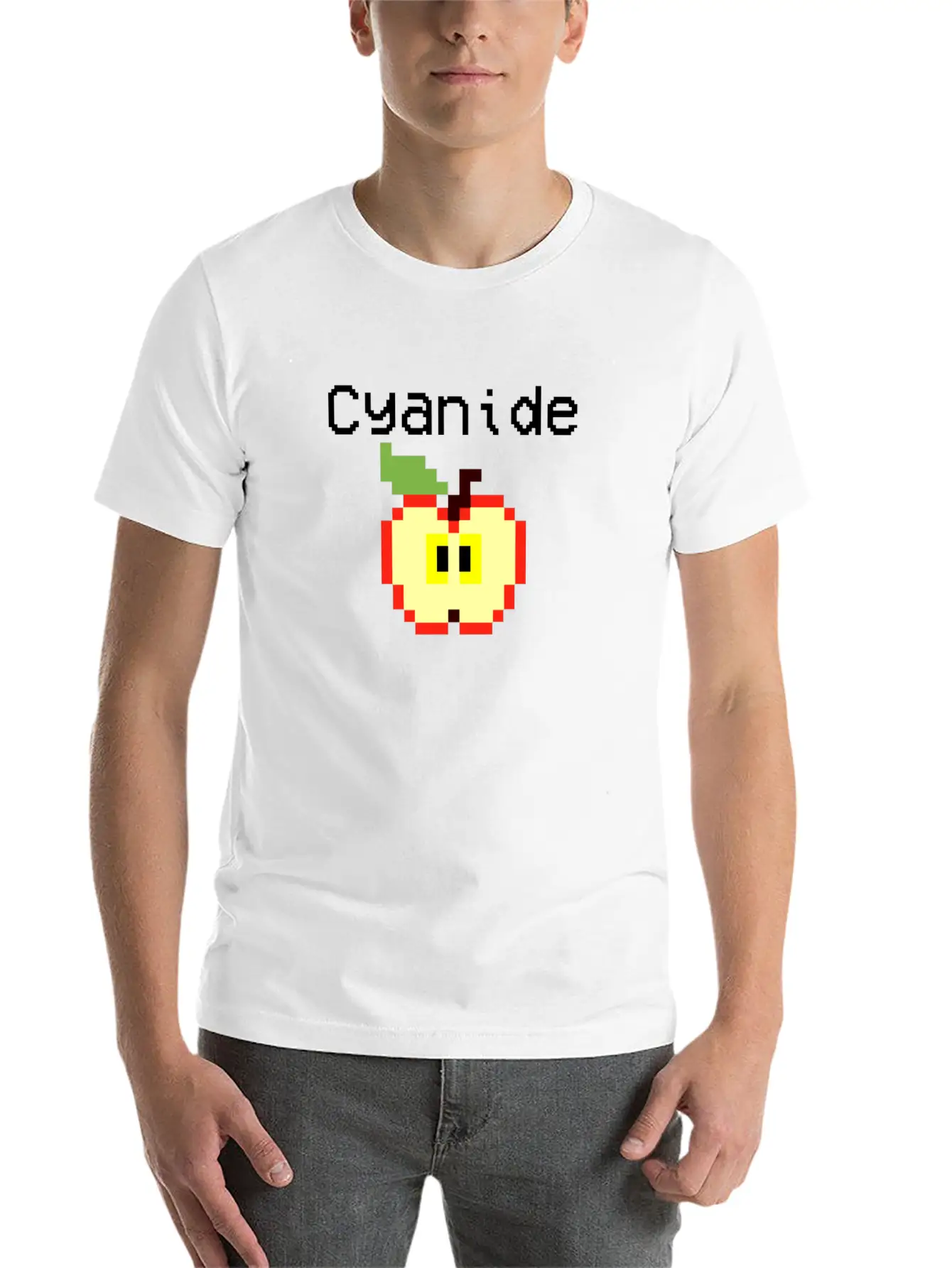 Apple Design. Sarcastic Text Classic Crew Neck Graphic Tee – Everyday Minimal Look
