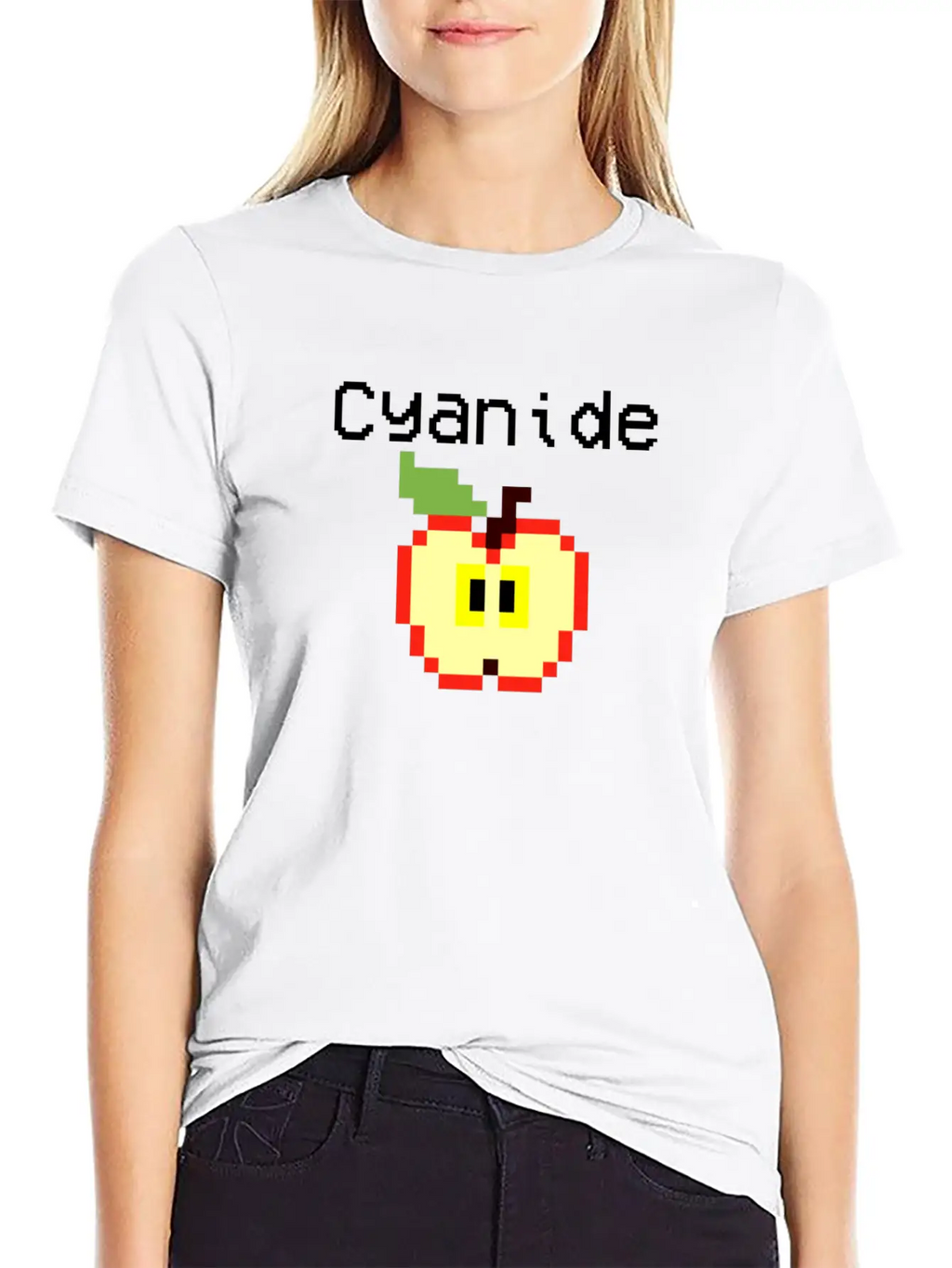 Apple Design. Sarcastic Text Classic Crew Neck Graphic Tee – Everyday Minimal Look