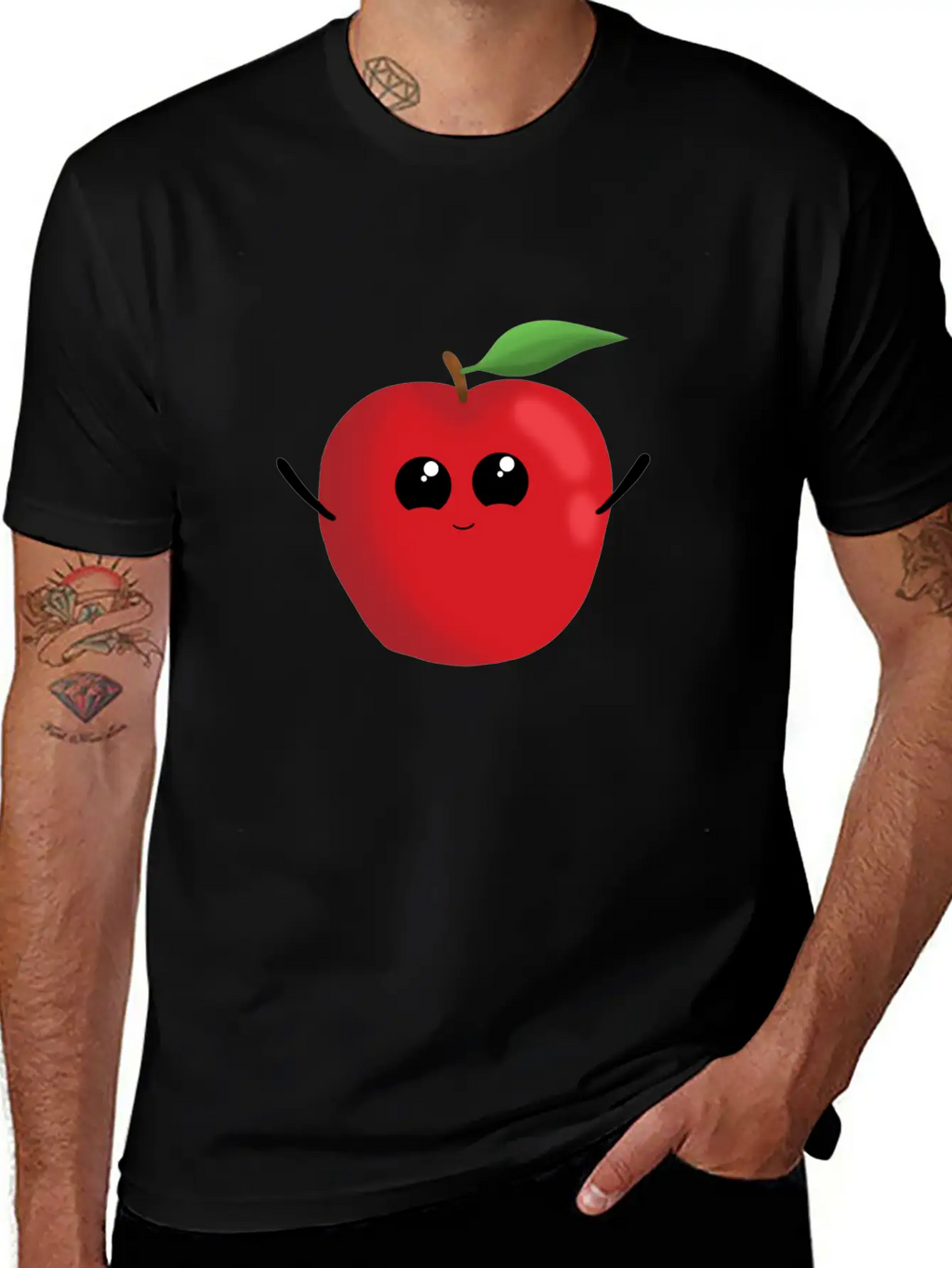 Apple Fruit Vegetarian Vegan Apples Sweet Classic Crew Neck Graphic Tee – Everyday Minimal Look