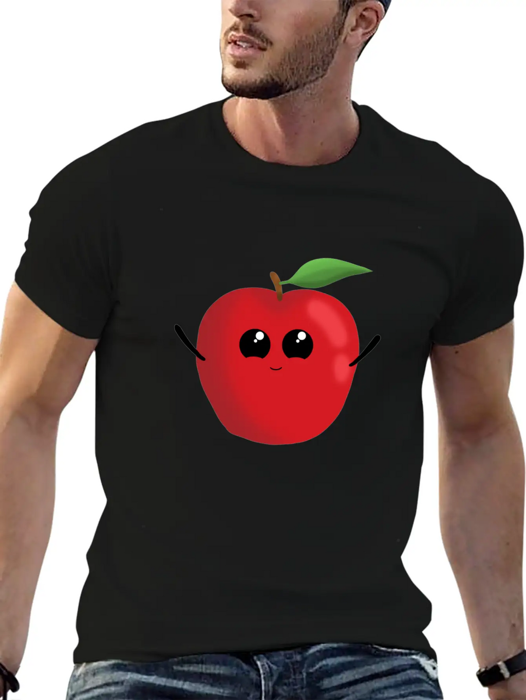 Apple Fruit Vegetarian Vegan Apples Sweet Classic Crew Neck Graphic Tee – Everyday Minimal Look