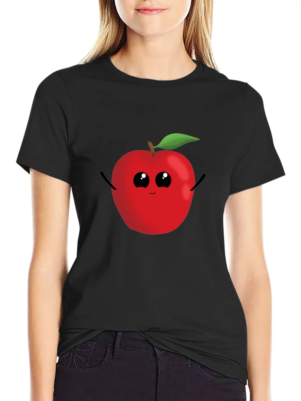 Apple Fruit Vegetarian Vegan Apples Sweet Classic Crew Neck Graphic Tee – Everyday Minimal Look