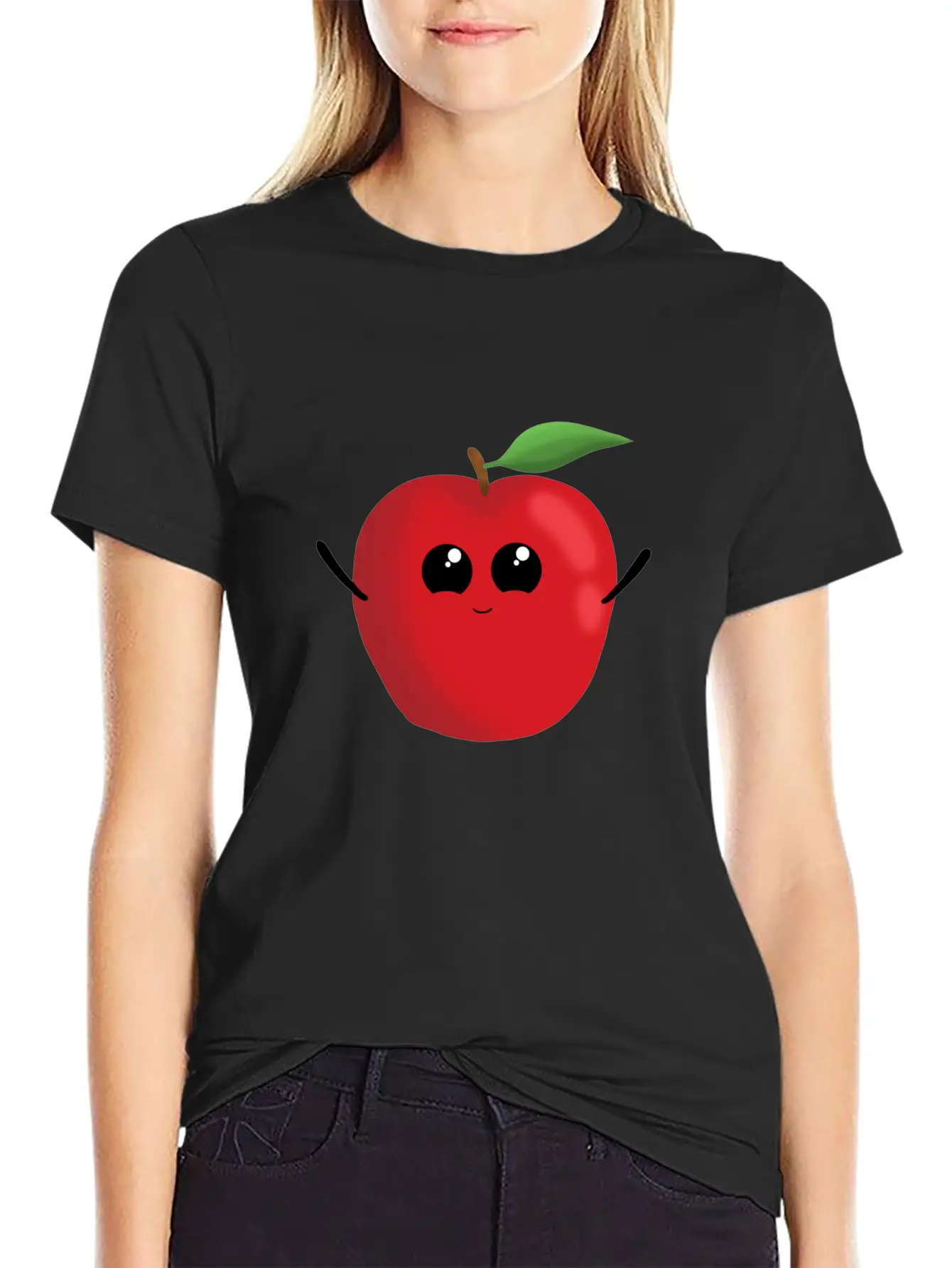 Apple Fruit Vegetarian Vegan Apples Sweet Classic Crew Neck Graphic Tee – Everyday Minimal Look