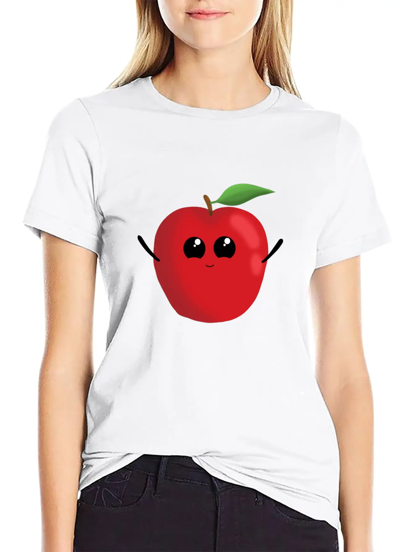 Apple Fruit Vegetarian Vegan Apples Sweet Classic Crew Neck Graphic Tee – Everyday Minimal Look