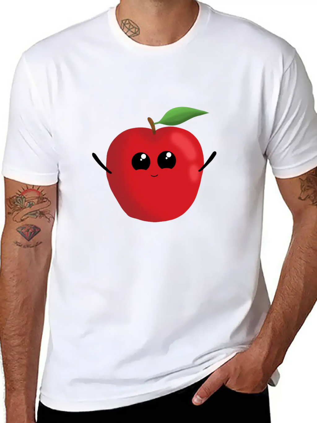 Apple Fruit Vegetarian Vegan Apples Sweet Classic Crew Neck Graphic Tee – Everyday Minimal Look