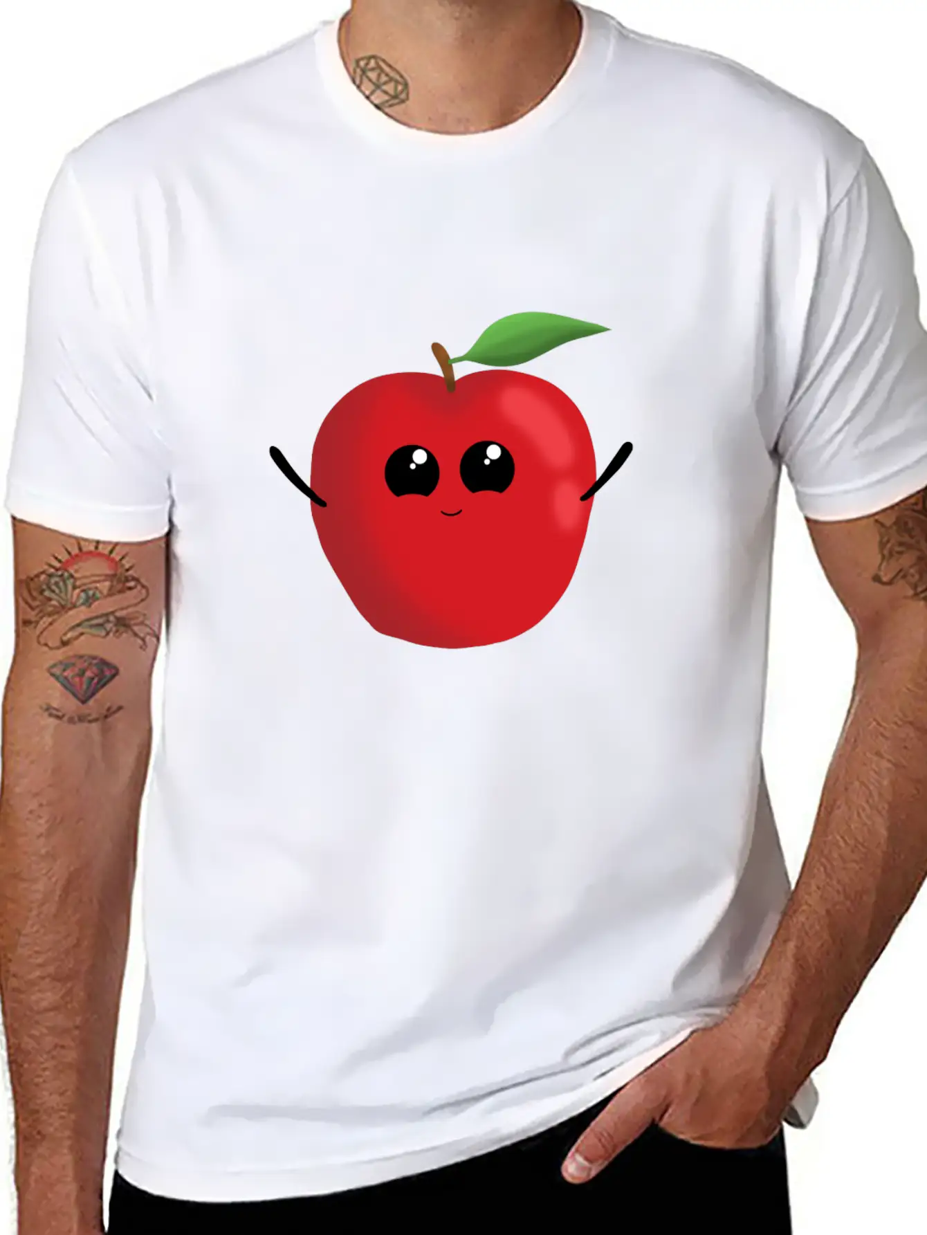 Apple Fruit Vegetarian Vegan Apples Sweet Classic Crew Neck Graphic Tee – Everyday Minimal Look