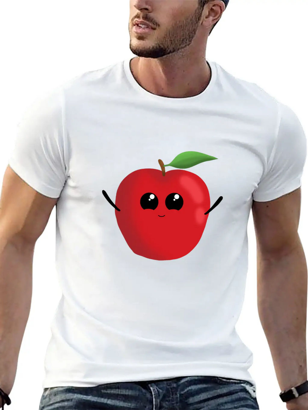 Apple Fruit Vegetarian Vegan Apples Sweet Classic Crew Neck Graphic Tee – Everyday Minimal Look