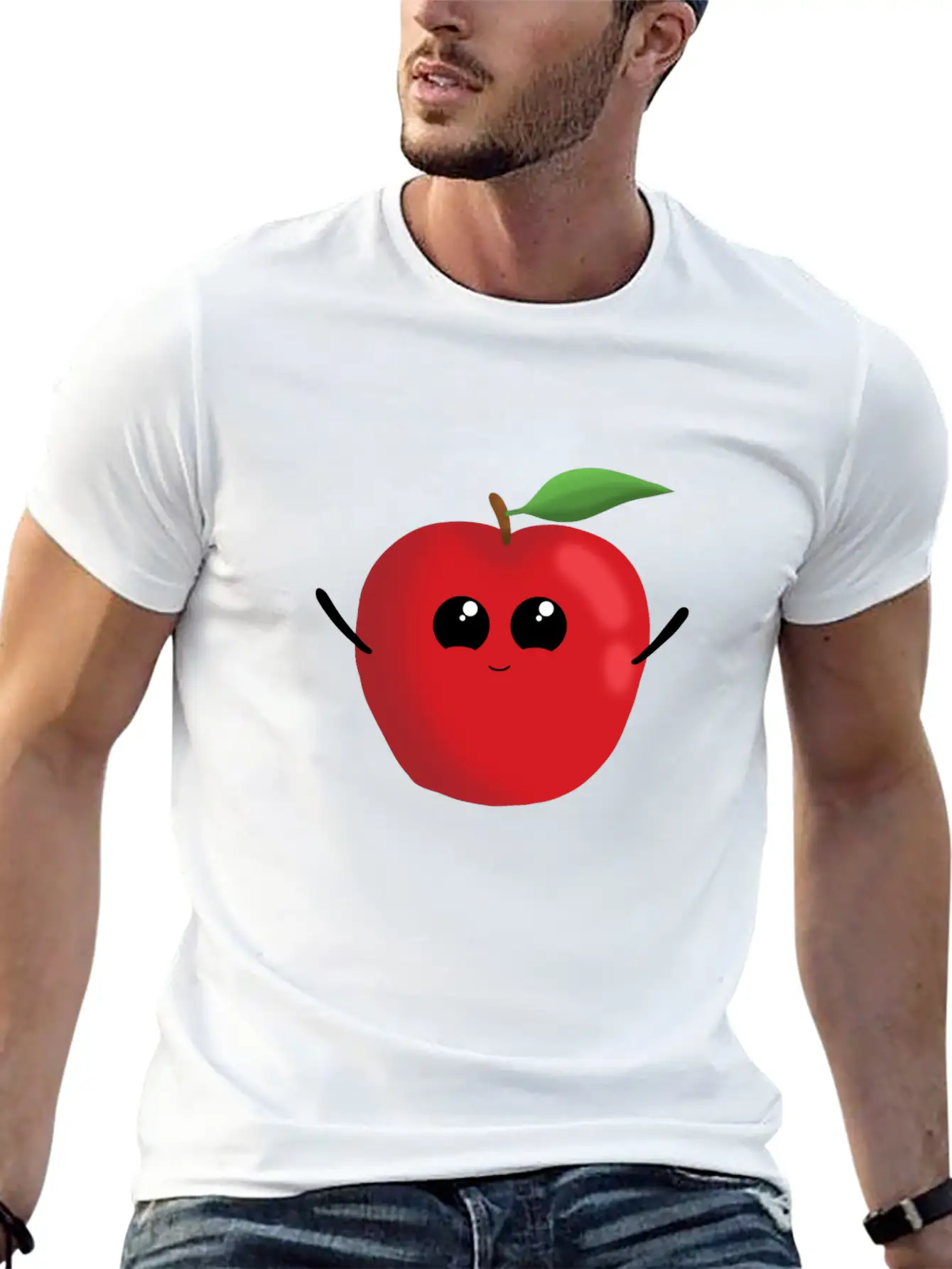 Apple Fruit Vegetarian Vegan Apples Sweet Classic Crew Neck Graphic Tee – Everyday Minimal Look
