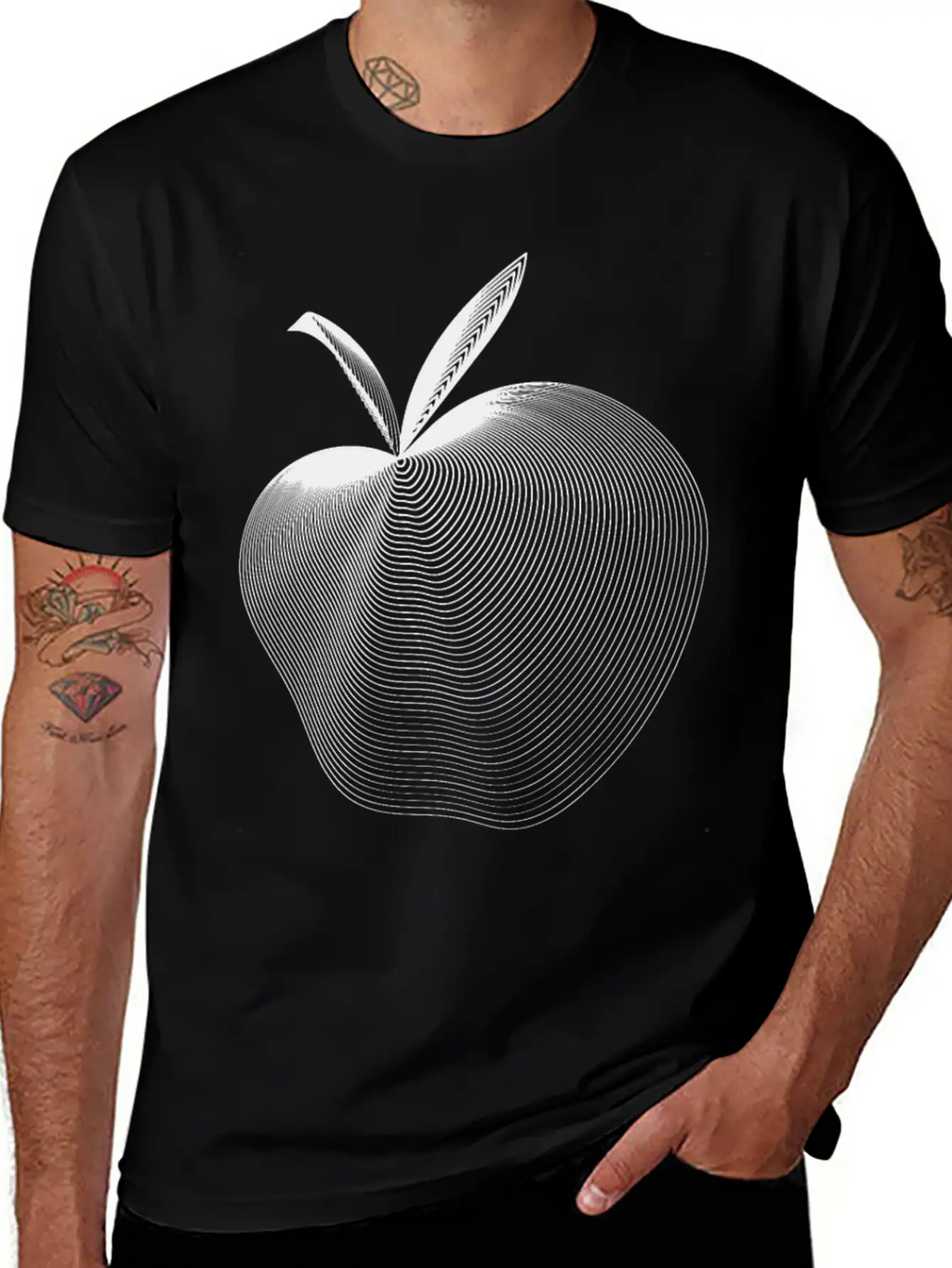 Apple Line Art Timeless Short Sleeve Tee – Comfy And Minimalist Design