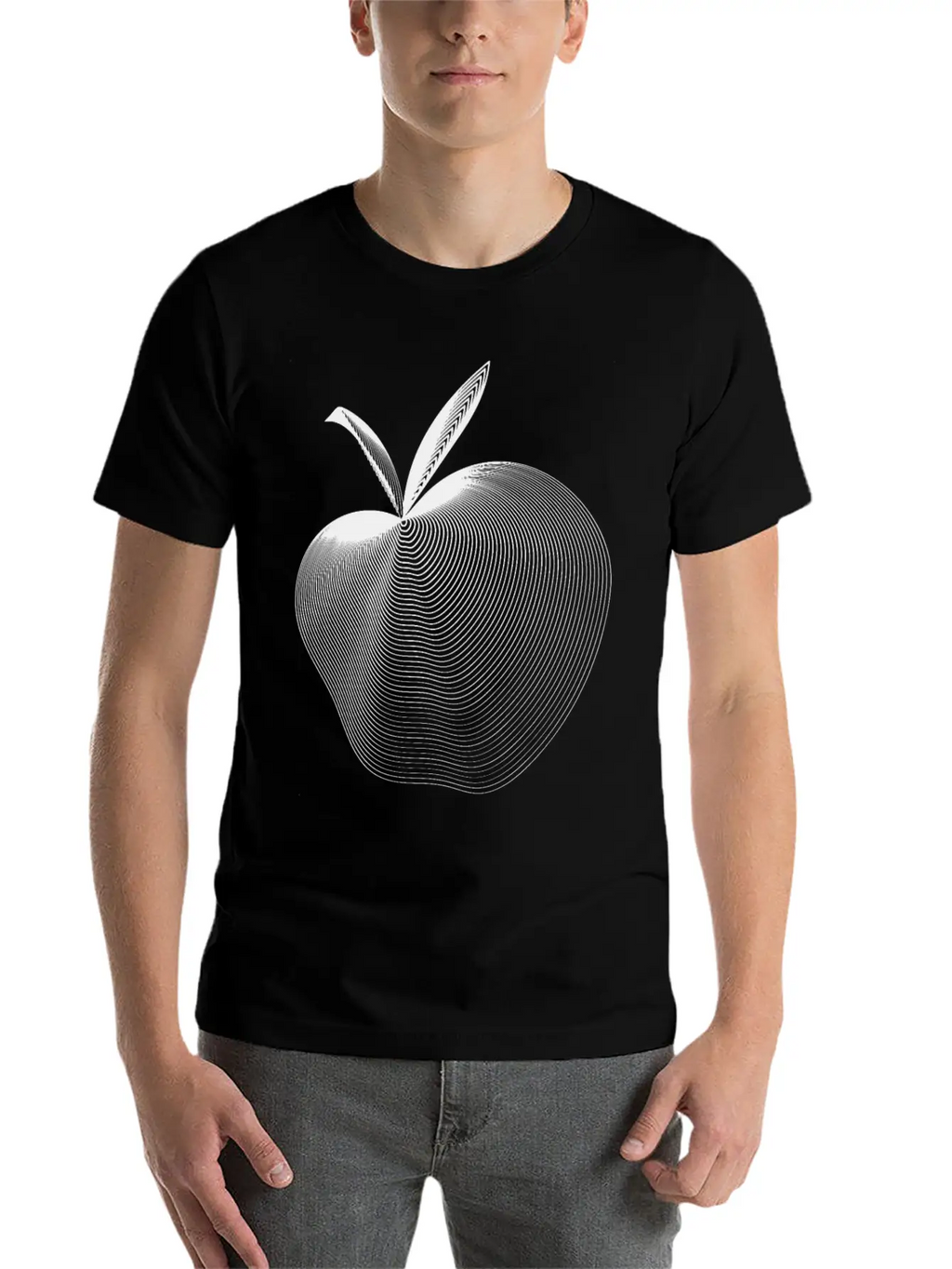 Apple Line Art Timeless Short Sleeve Tee – Comfy And Minimalist Design