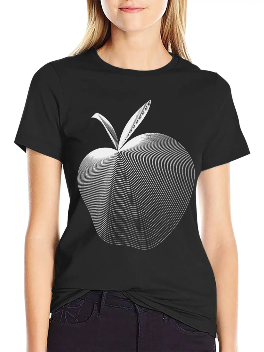 Apple Line Art Timeless Short Sleeve Tee – Comfy And Minimalist Design