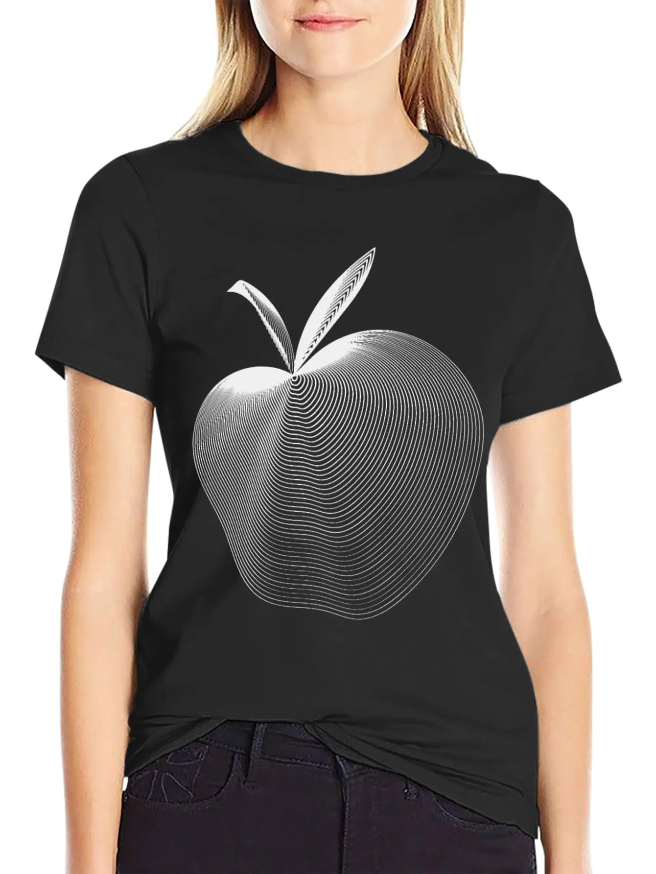 Apple Line Art Timeless Short Sleeve Tee – Comfy And Minimalist Design