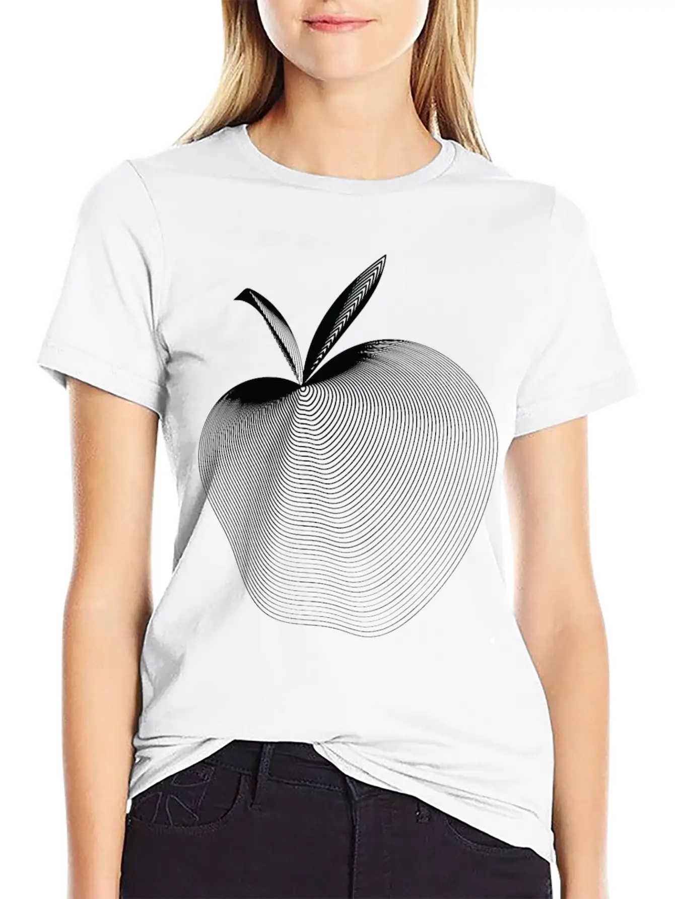 Apple Line Art Timeless Short Sleeve Tee – Comfy And Minimalist Design
