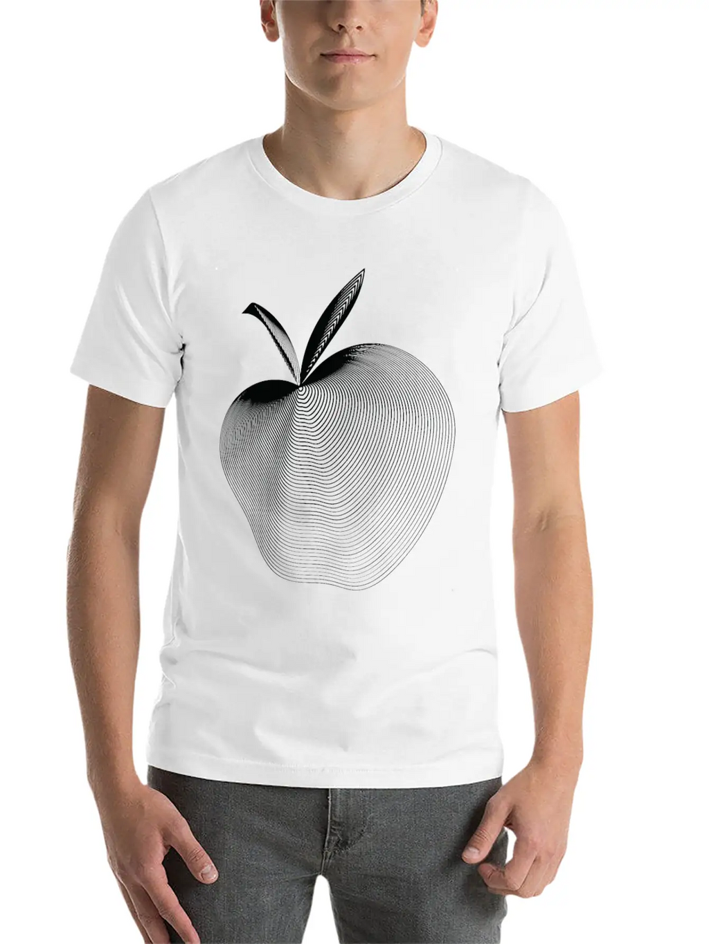 Apple Line Art Timeless Short Sleeve Tee – Comfy And Minimalist Design
