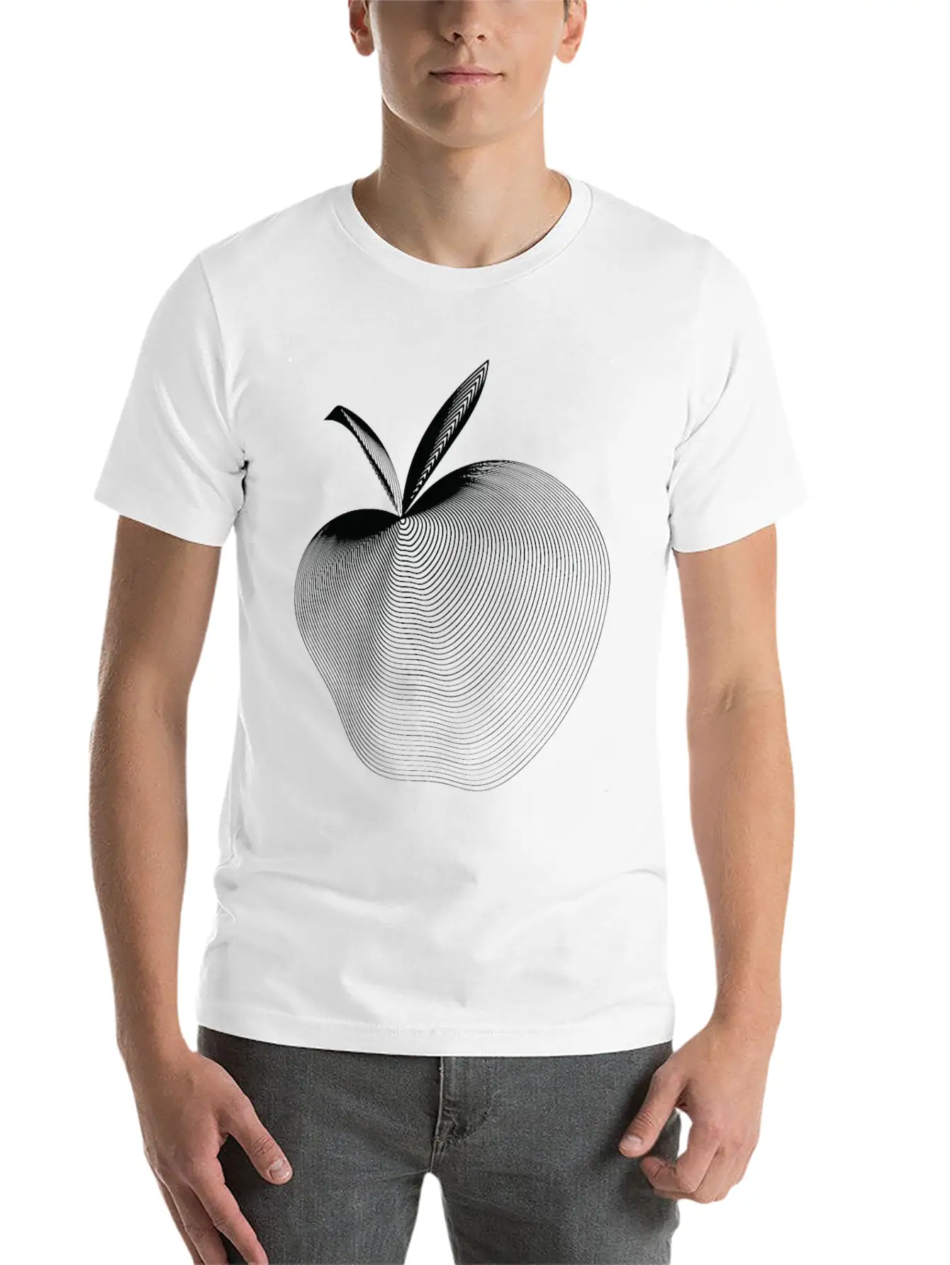 Apple Line Art Timeless Short Sleeve Tee – Comfy And Minimalist Design