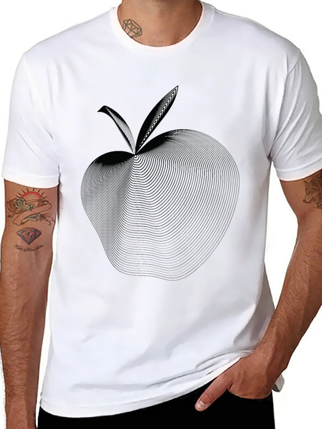 Apple Line Art Timeless Short Sleeve Tee – Comfy And Minimalist Design