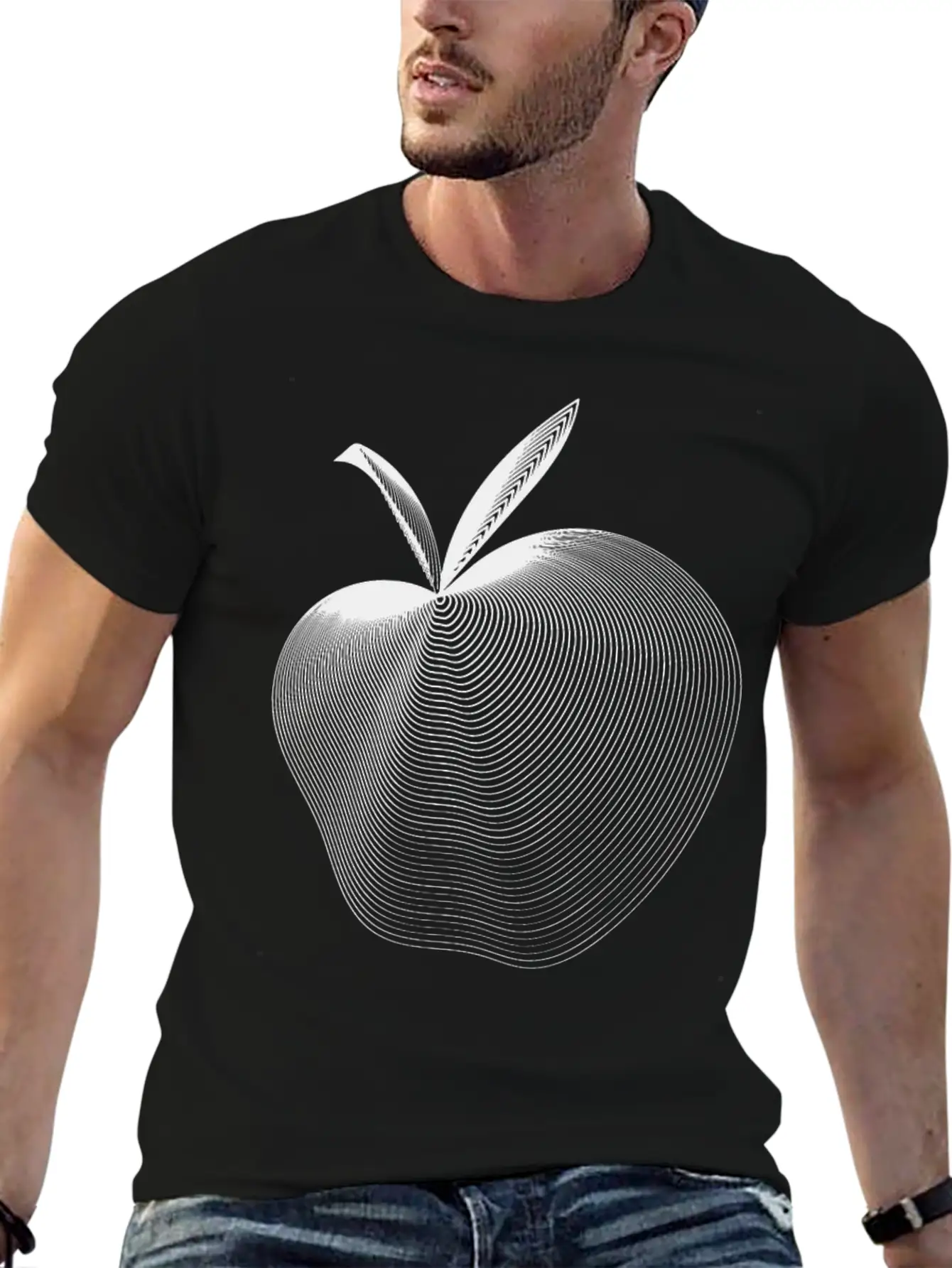 Apple Line Art Timeless Short Sleeve Tee – Comfy And Minimalist Design