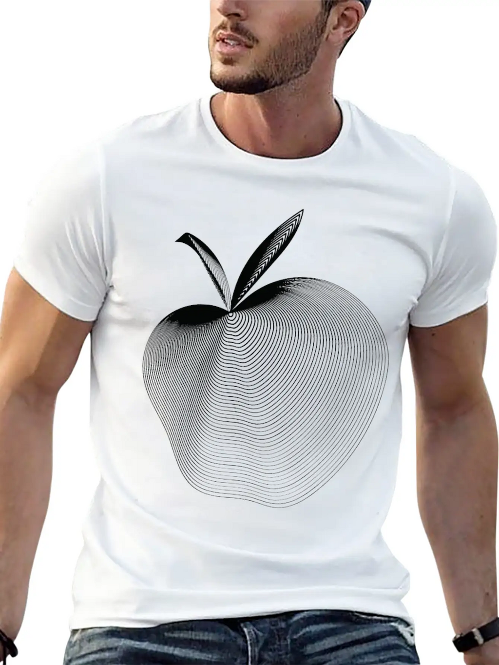 Apple Line Art Timeless Short Sleeve Tee – Comfy And Minimalist Design