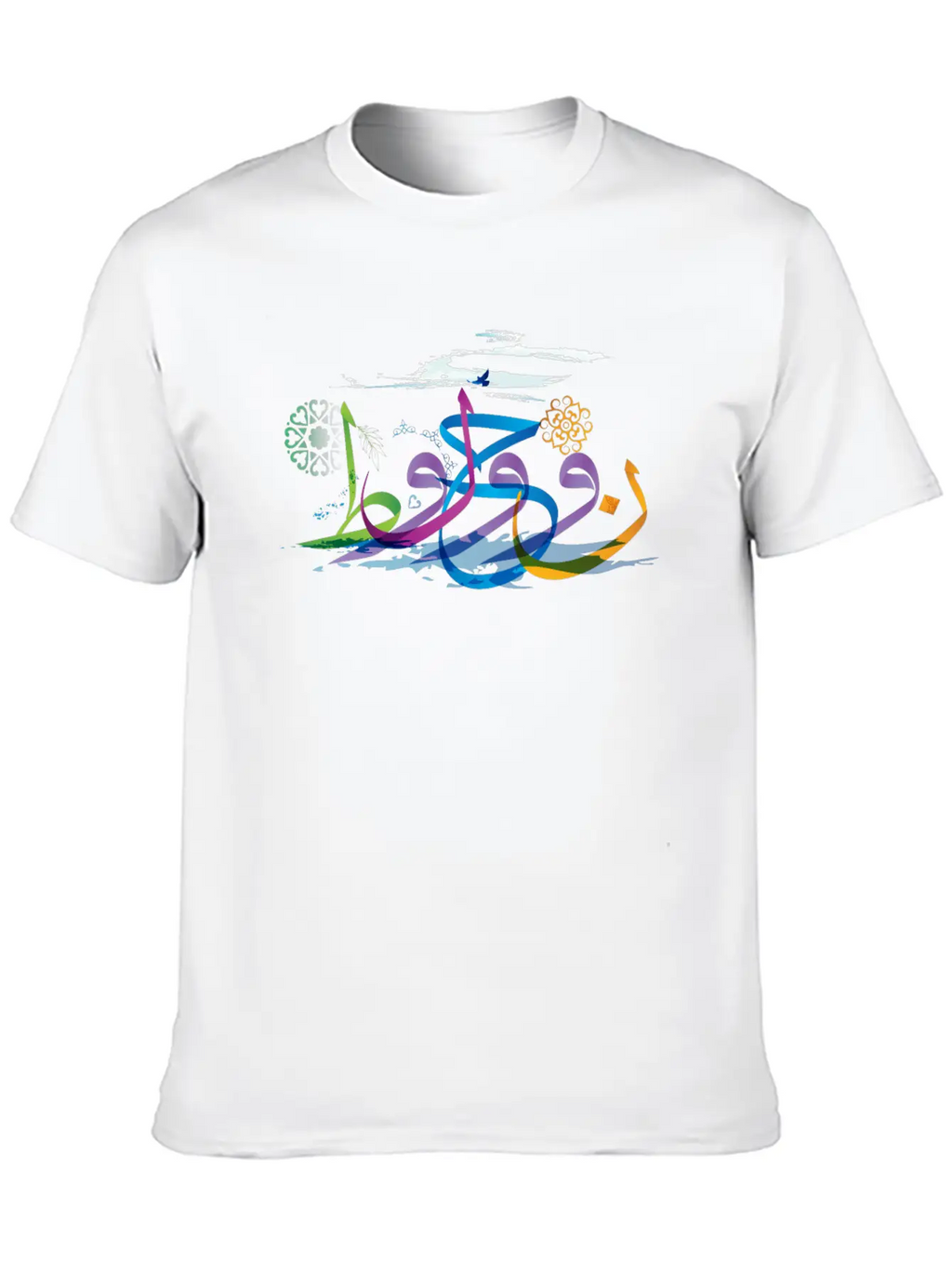 Arabic Calligraphy Creative Collage - Ocean Timeless Short Sleeve Tee – Comfy And Minimalist Design