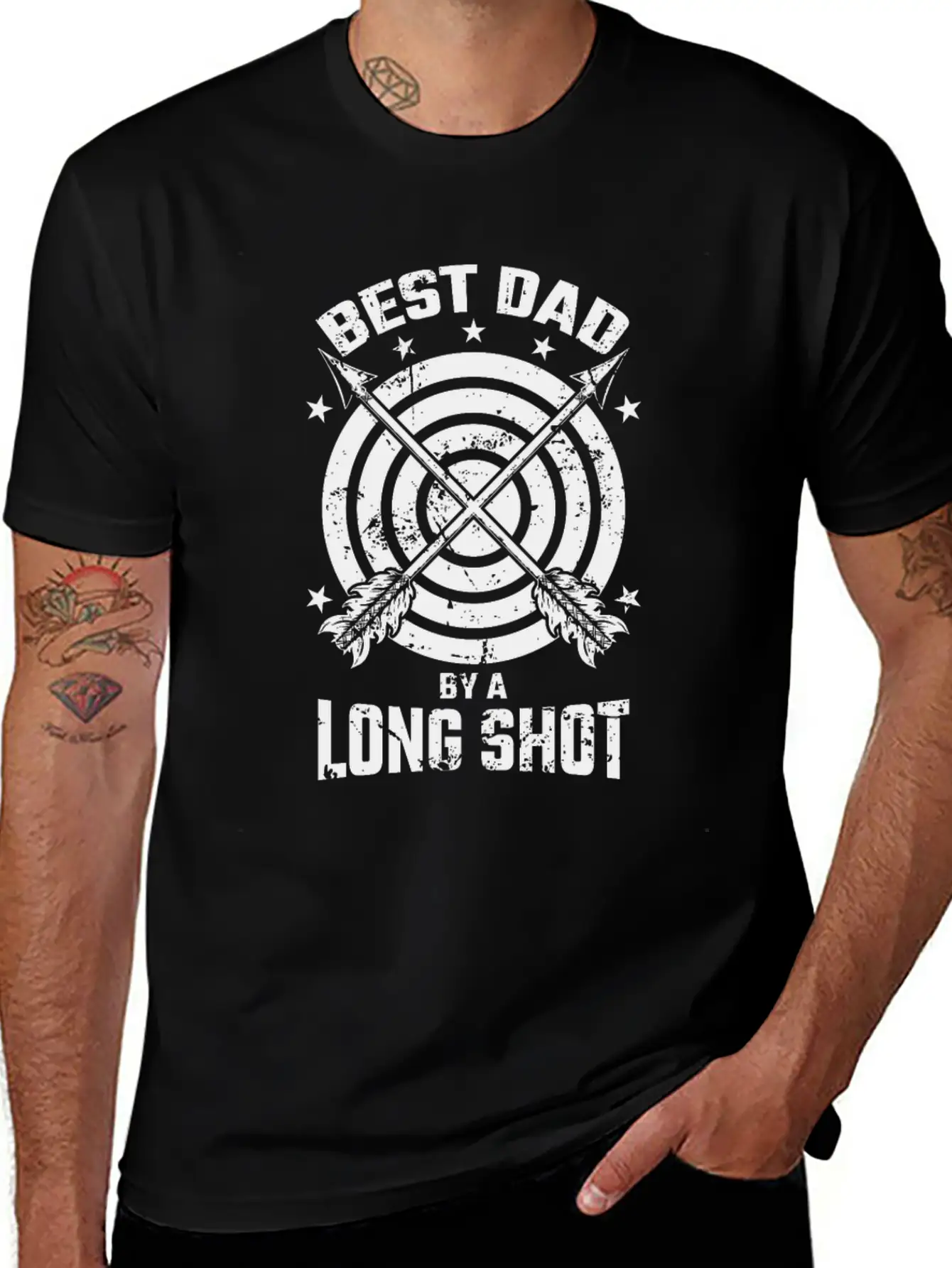 Archery Best Dad By A Long Shot Breathable Graphic T-Shirt – Perfect For Casual Days