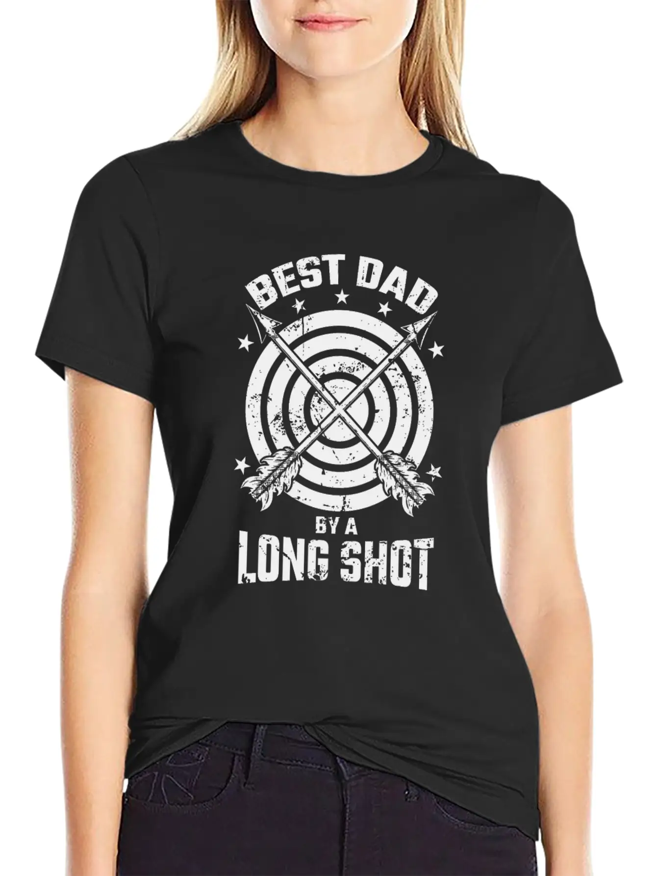 Archery Best Dad By A Long Shot Breathable Graphic T-Shirt – Perfect For Casual Days