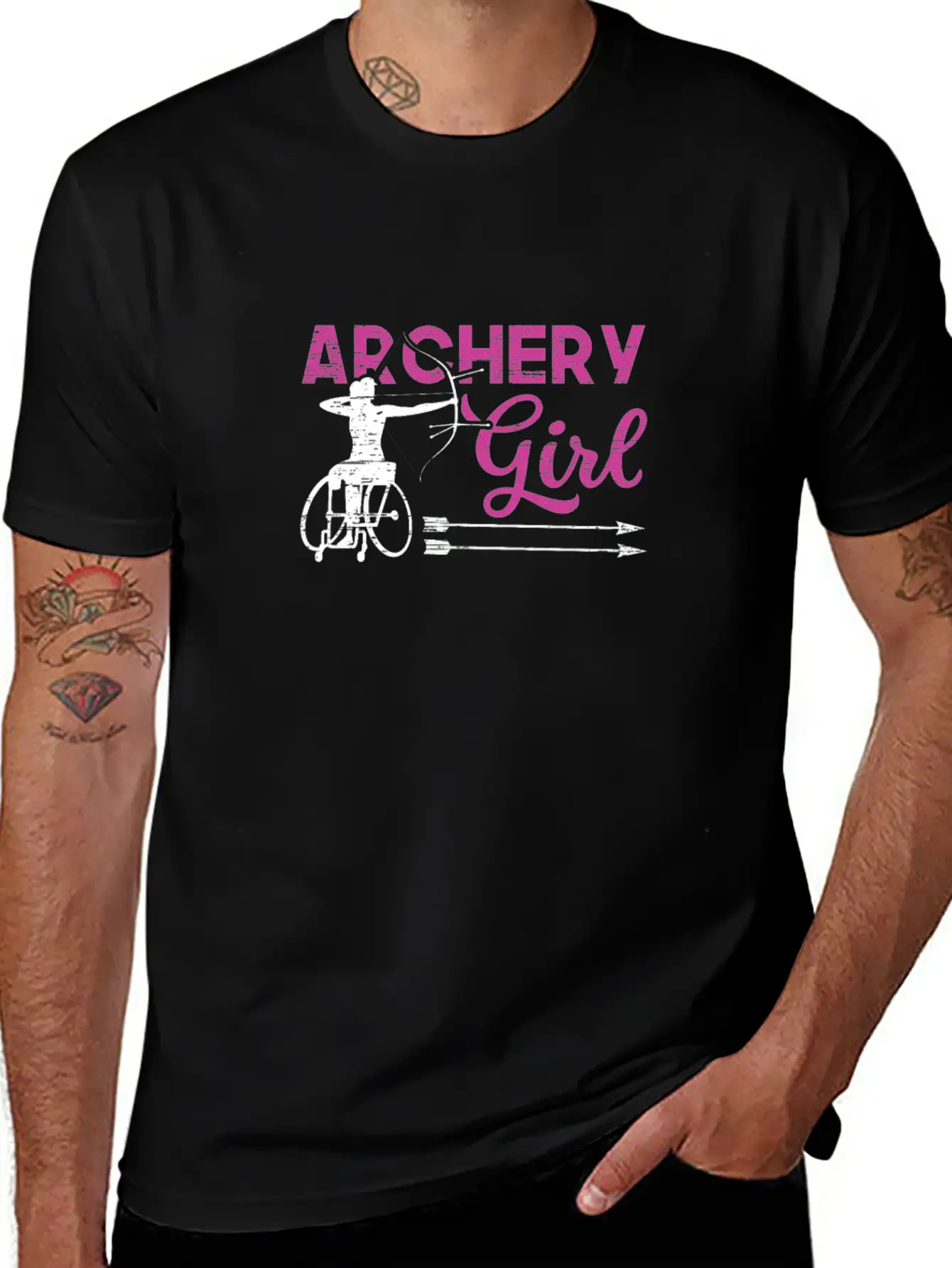 Archery Girl Paralympic Athlete Sport Game Classic Crew Neck Graphic Tee – Everyday Minimal Look