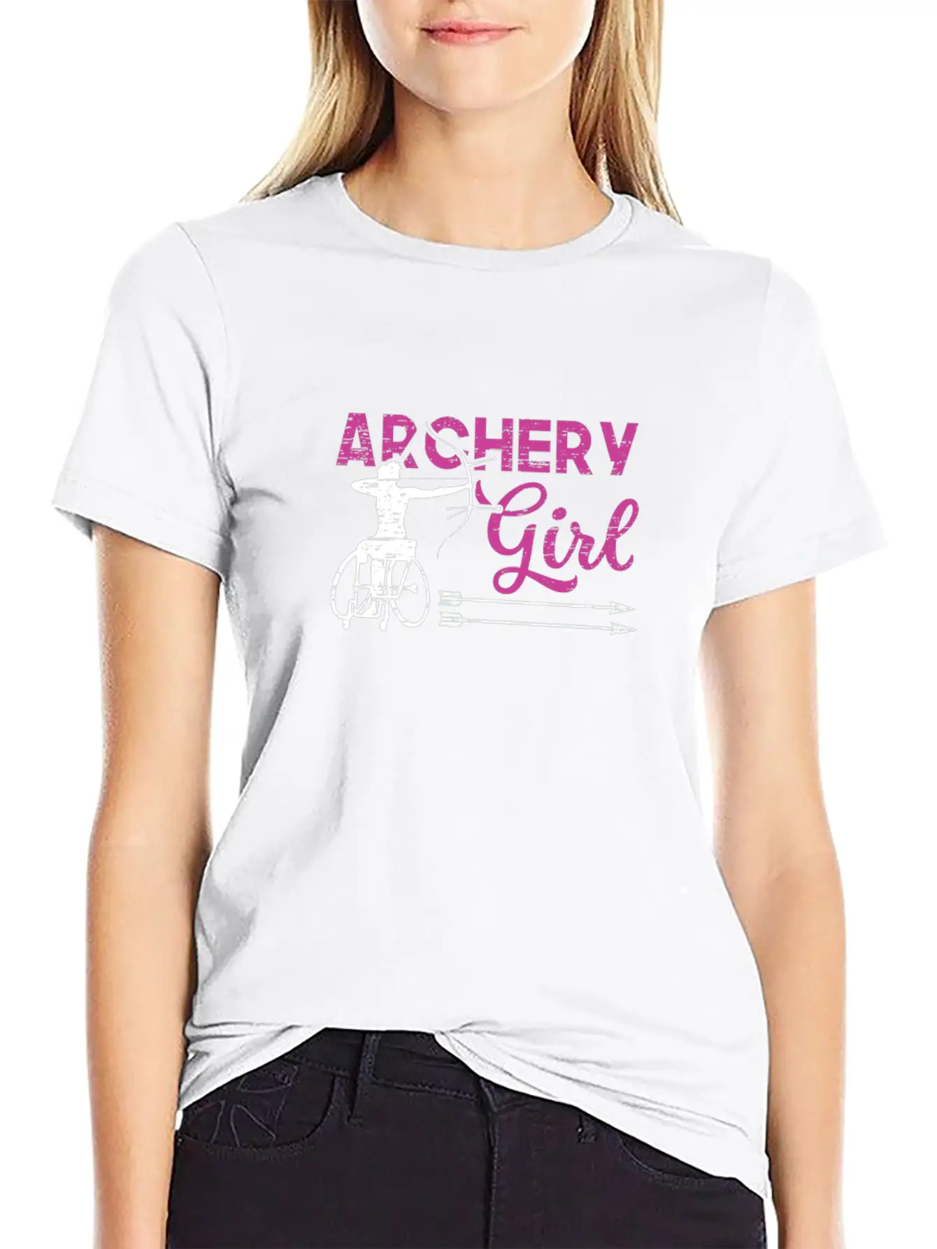 Archery Girl Paralympic Athlete Sport Game Classic Crew Neck Graphic Tee – Everyday Minimal Look