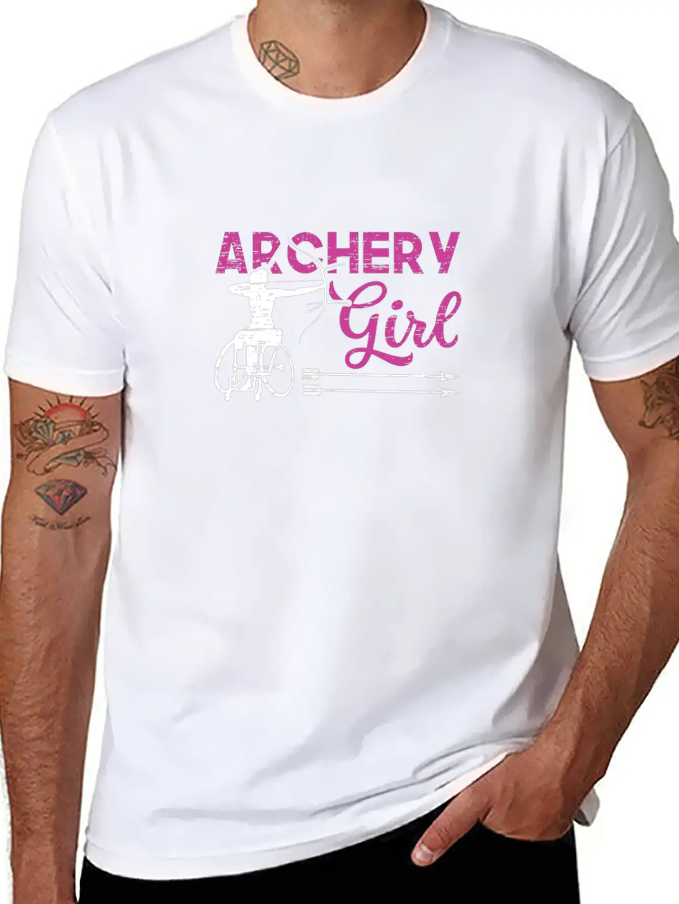 Archery Girl Paralympic Athlete Sport Game Classic Crew Neck Graphic Tee – Everyday Minimal Look