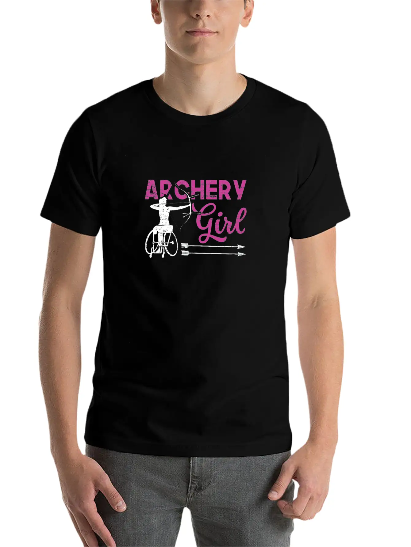 Archery Girl Paralympic Athlete Sport Game Classic Crew Neck Graphic Tee – Everyday Minimal Look