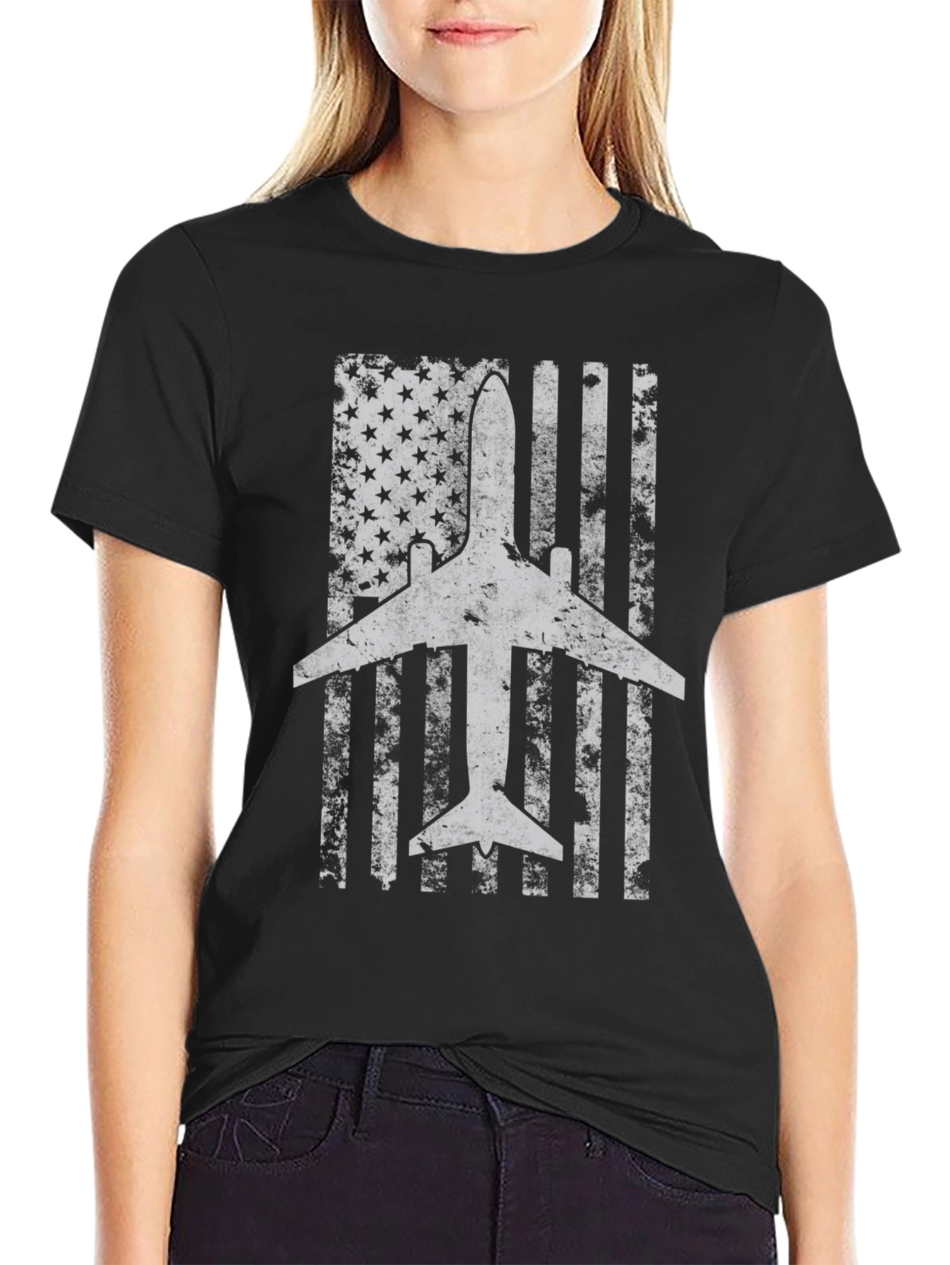 Airplane American Flag T-Shirt