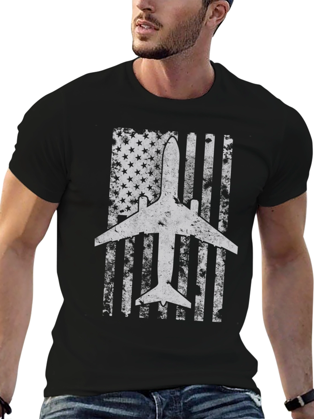 Airplane American Flag T-Shirt