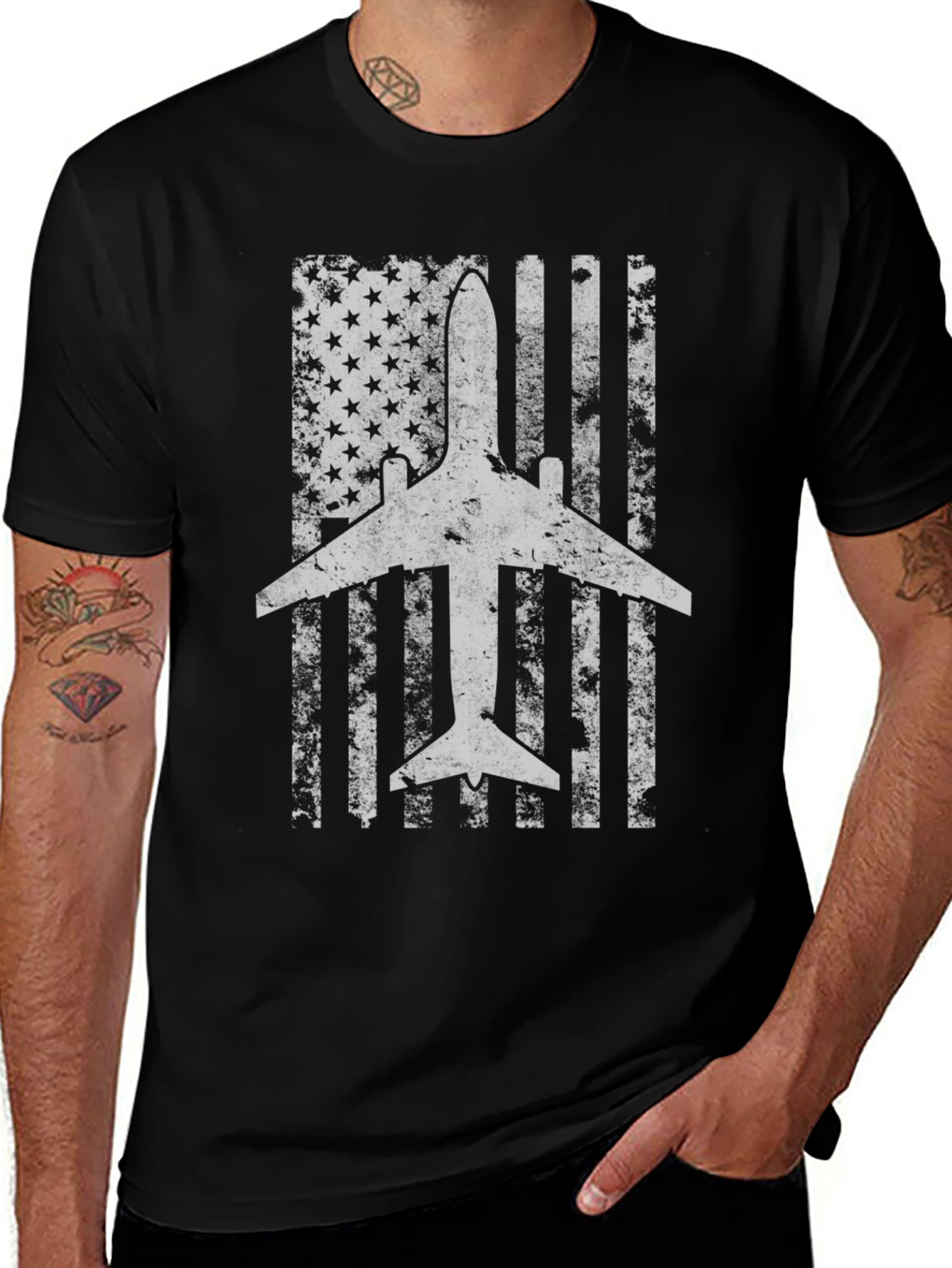 Airplane American Flag T-Shirt